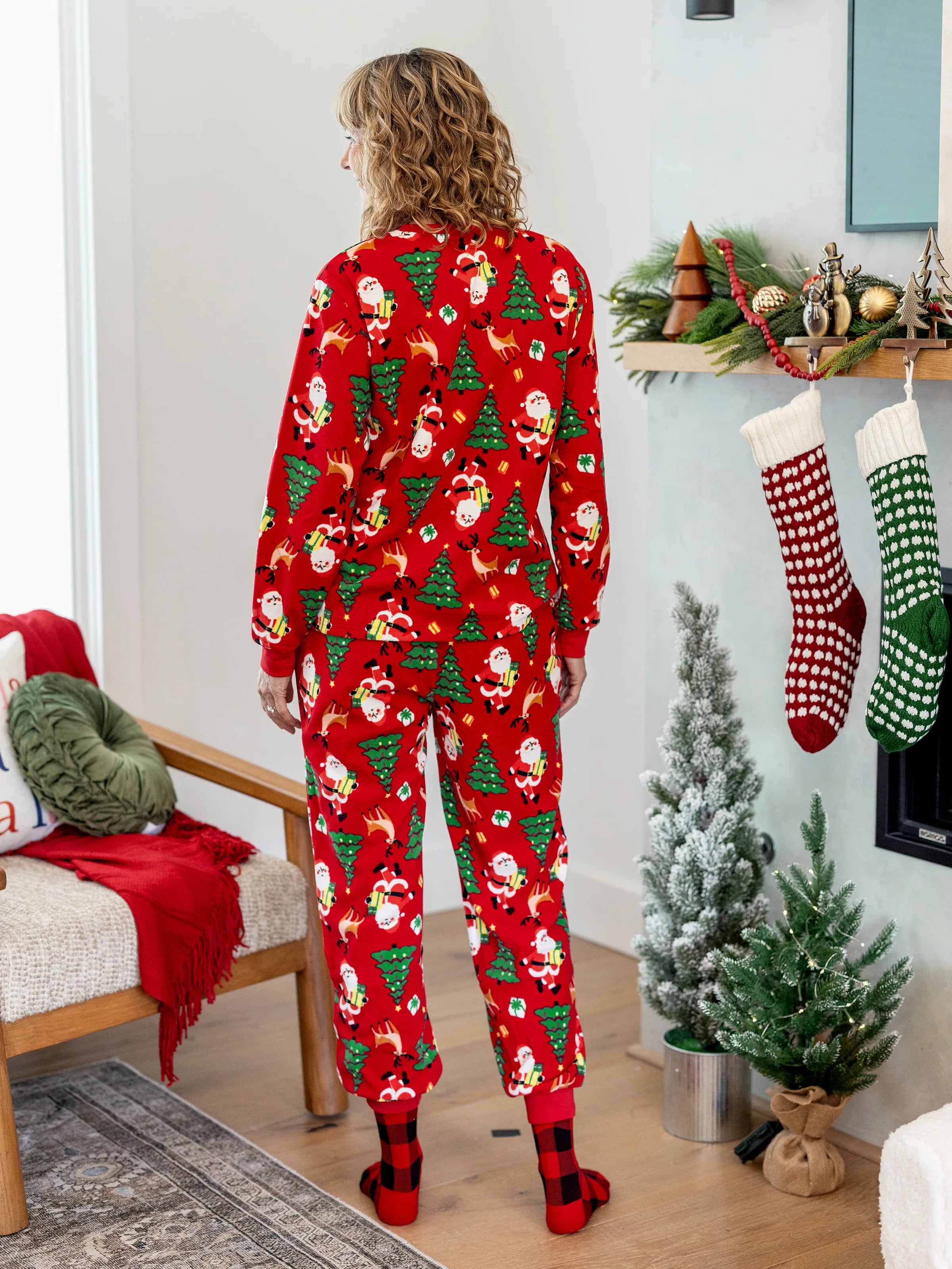 Christmas Matching Family Pajamas Set Santa Claus and Christmas Tree PJS