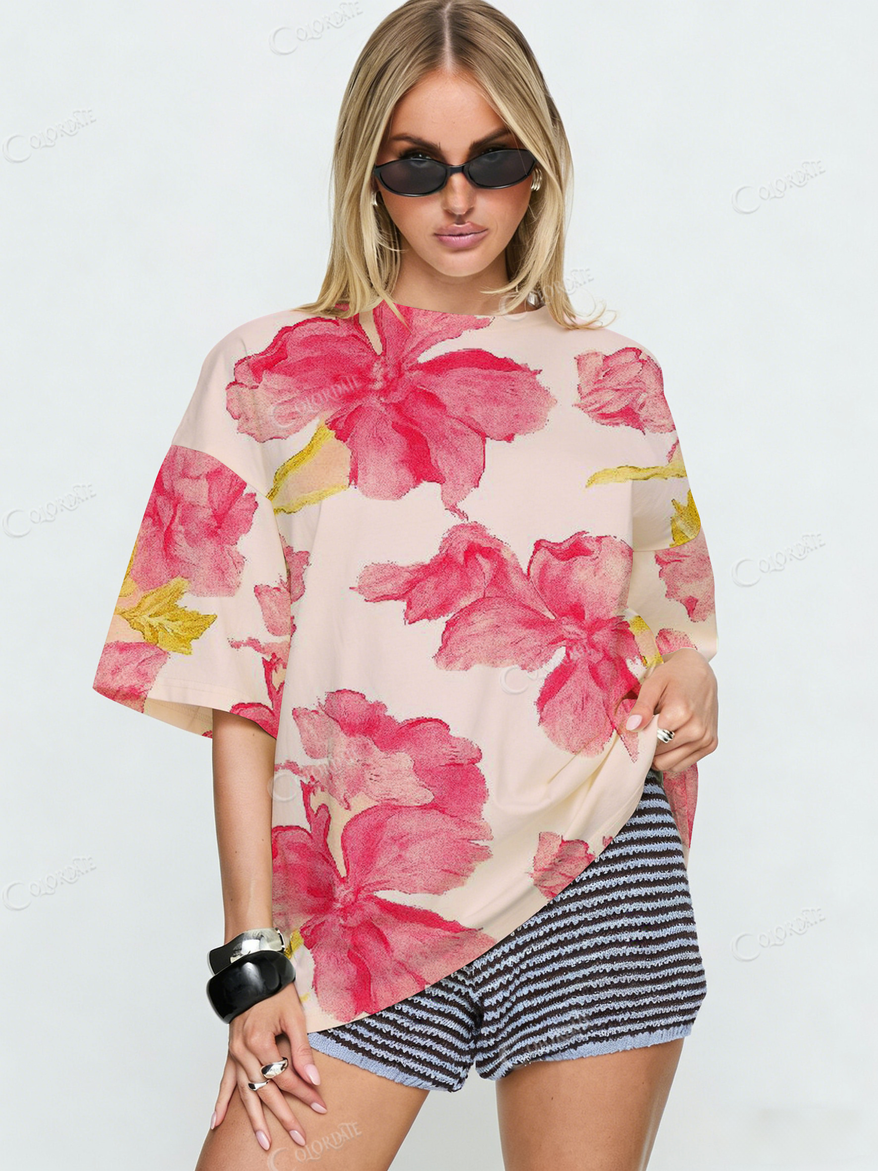 Hibiscus Watercolor Print T-Shirt