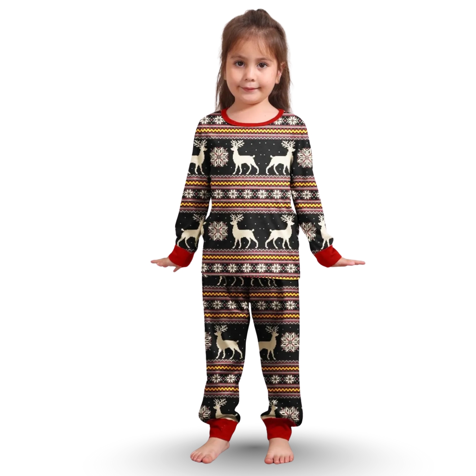 Reindeer Snowflake Pattern Family Matching Christmas Pajama Set