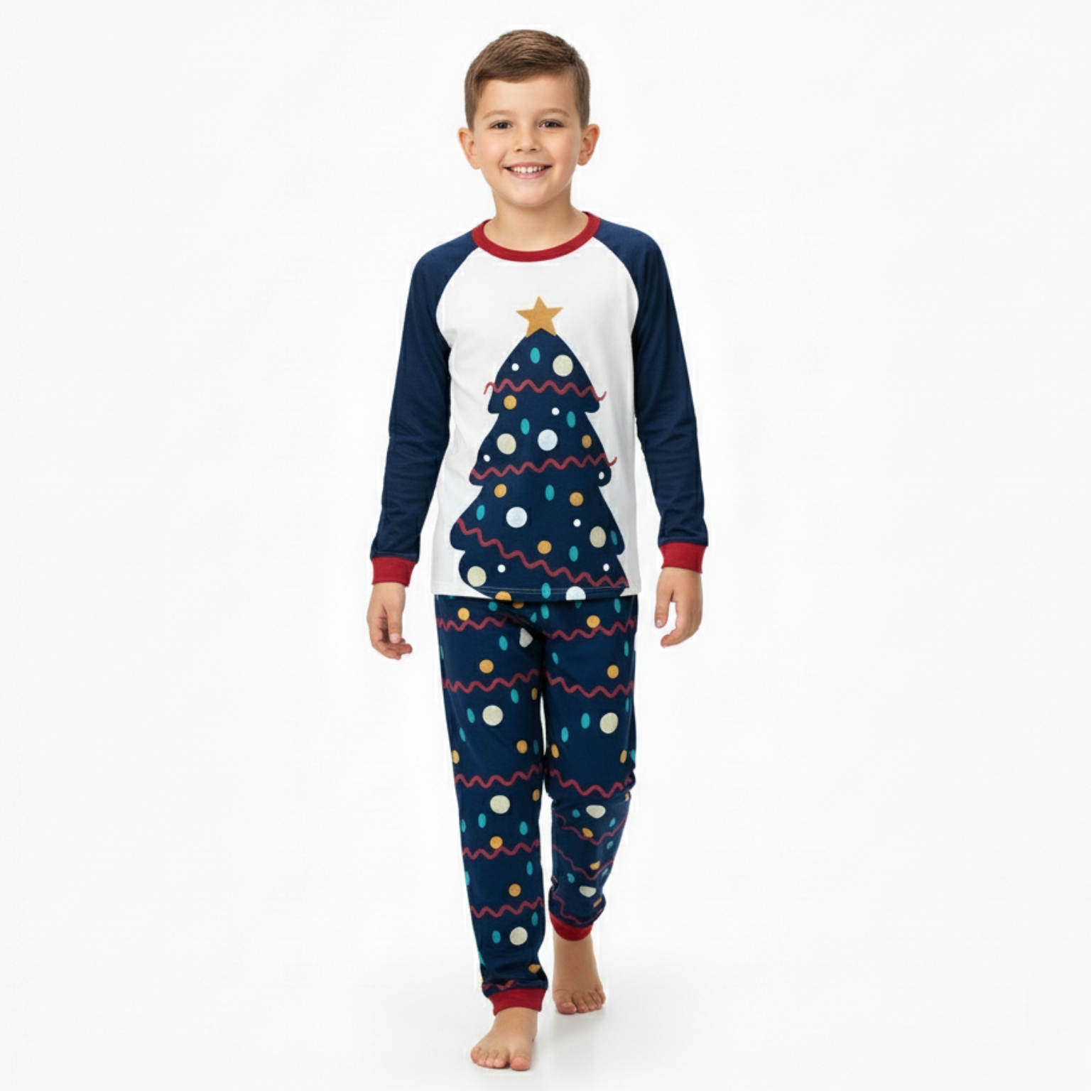 Christmas Tree Patterned Festive Family Matching Pajama Set