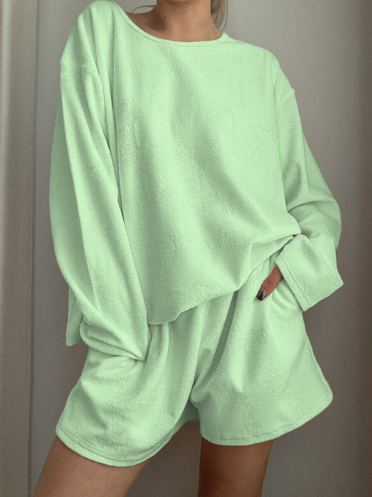 Long-Sleeved Shorts Loungewear Set