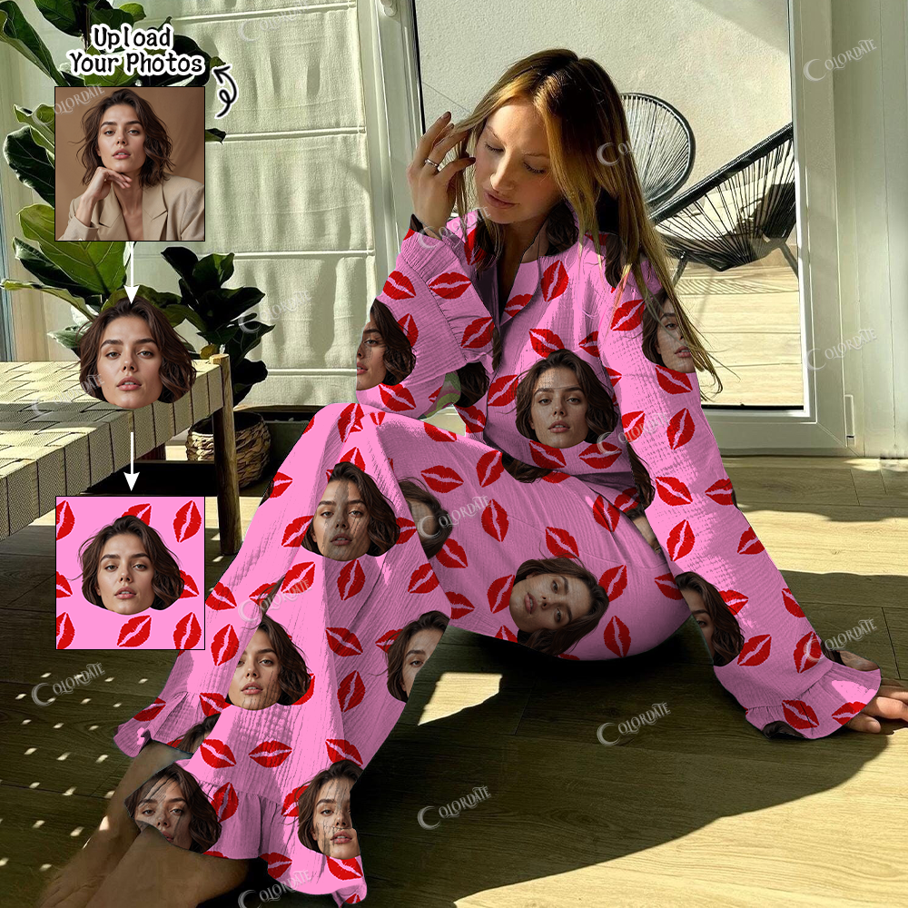 Addcustom Your Photos Women's Lips Vintage Printed Suit