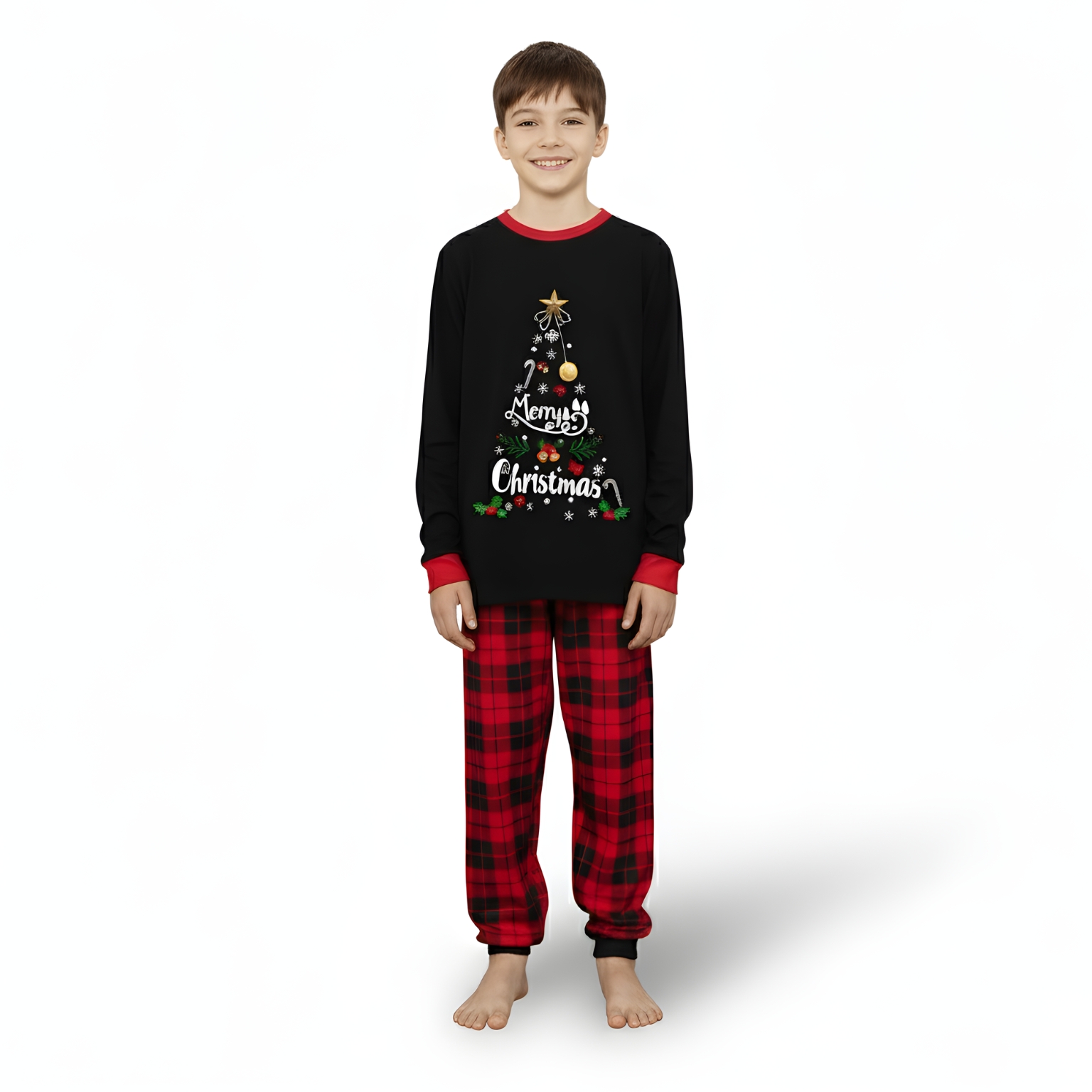 Plaid Christmas Tree Printed Matching Family Pajama Set