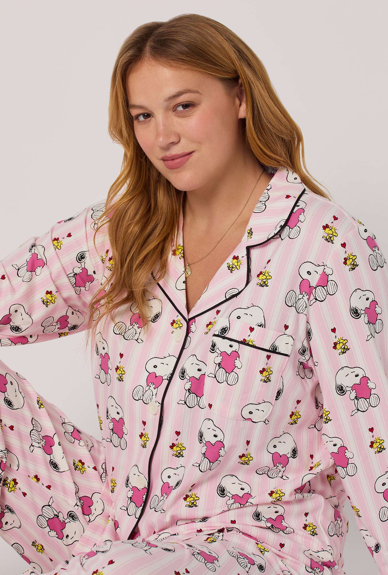 Snoopy's Valentine Long Sleeve Classic Satin Pj Set