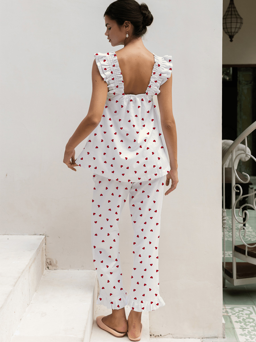 Pink & White Romantic Floral Tank Top Pajama Set