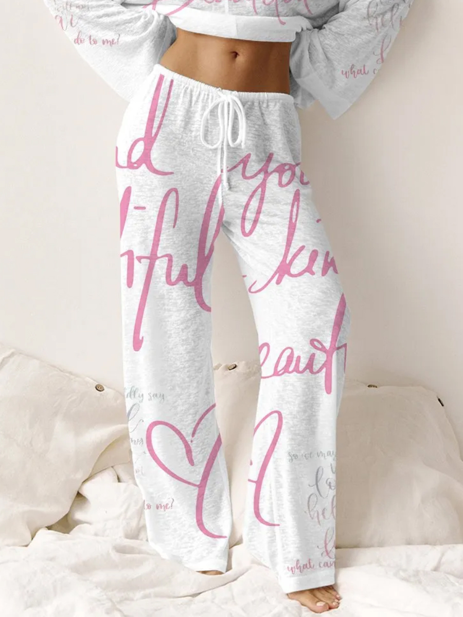 Women's Pink Inspirational Long Sleeve Pants Set