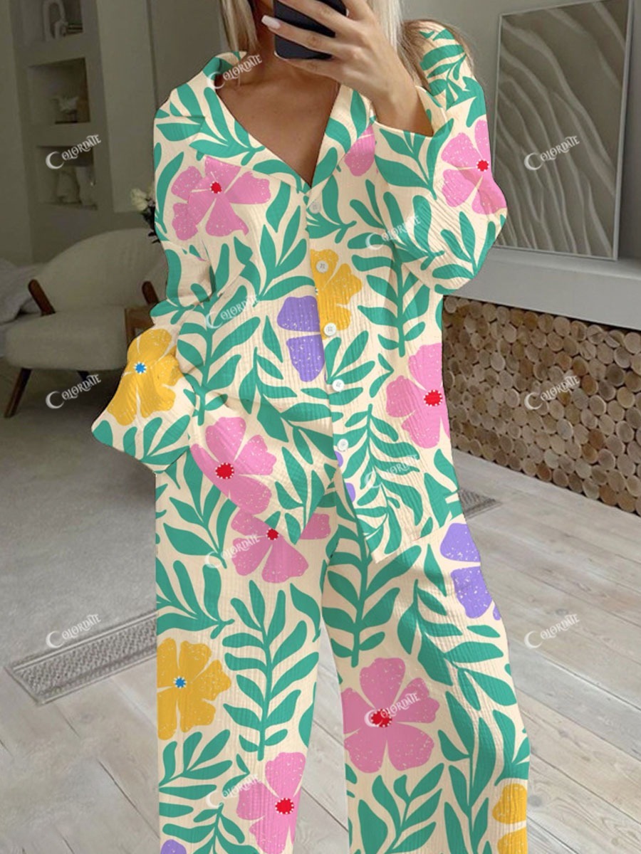 Women's Floral Print Casual Homewear Set