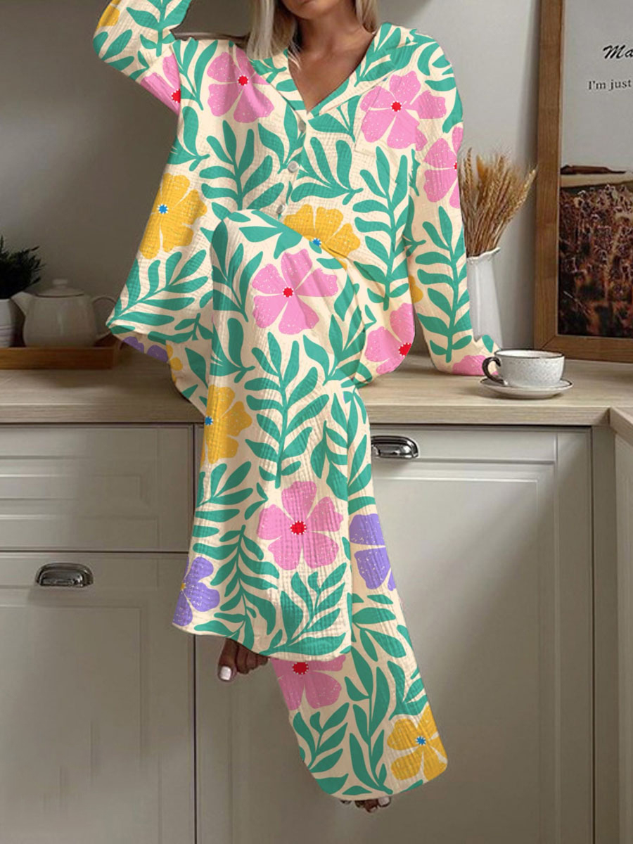 Women's Floral Print Casual Homewear Set