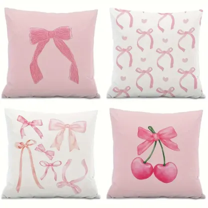 Pink Girl Bow Print Cushion