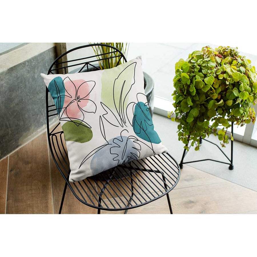 Abstract Flower & Palms Outdoor Garden Cushion
