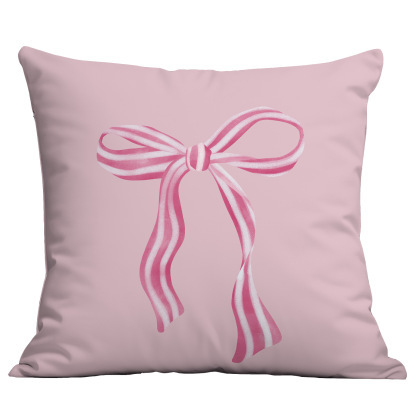 Pink Girl Bow Print Cushion