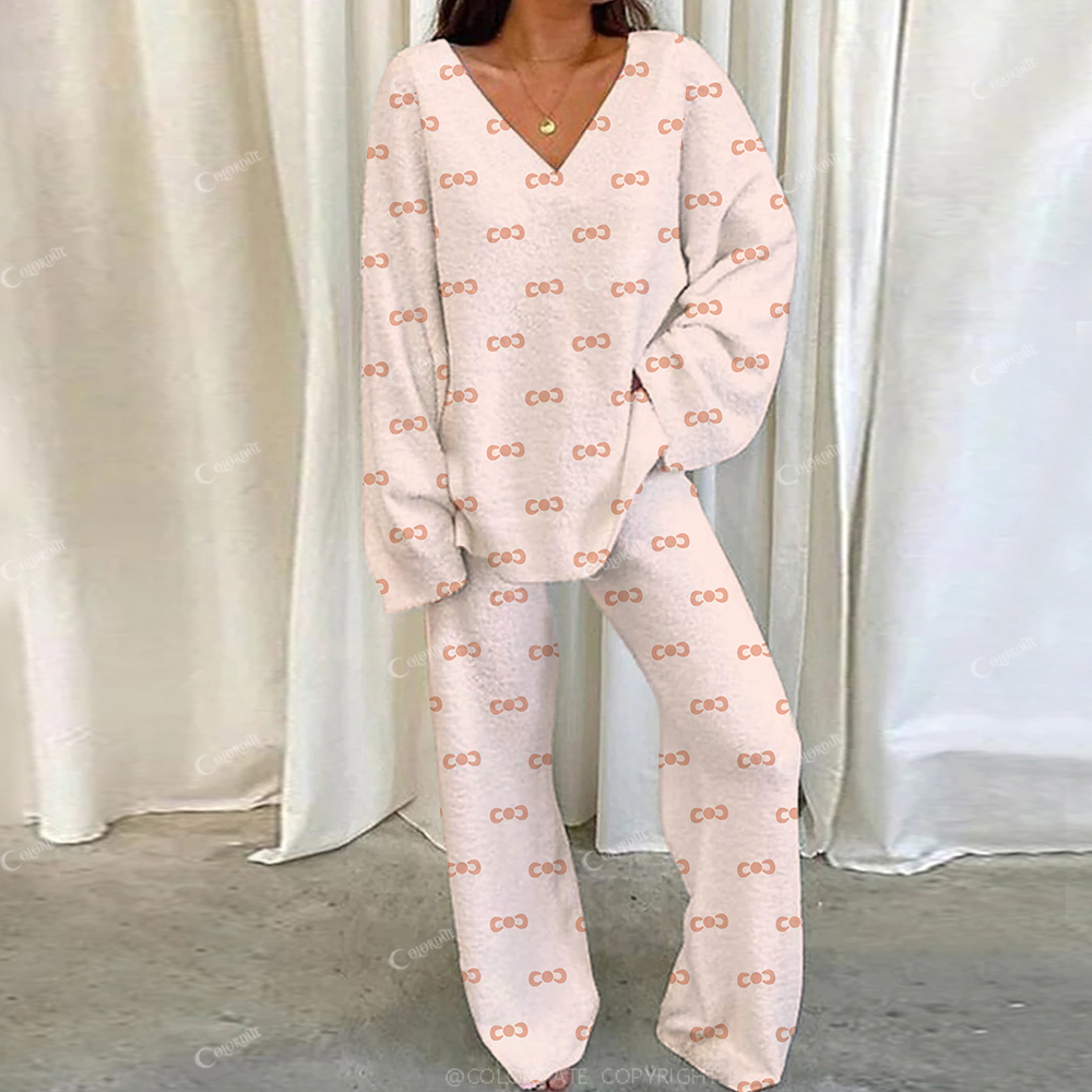 Colordate Casual Lovely Bow Loungewear Set For Women