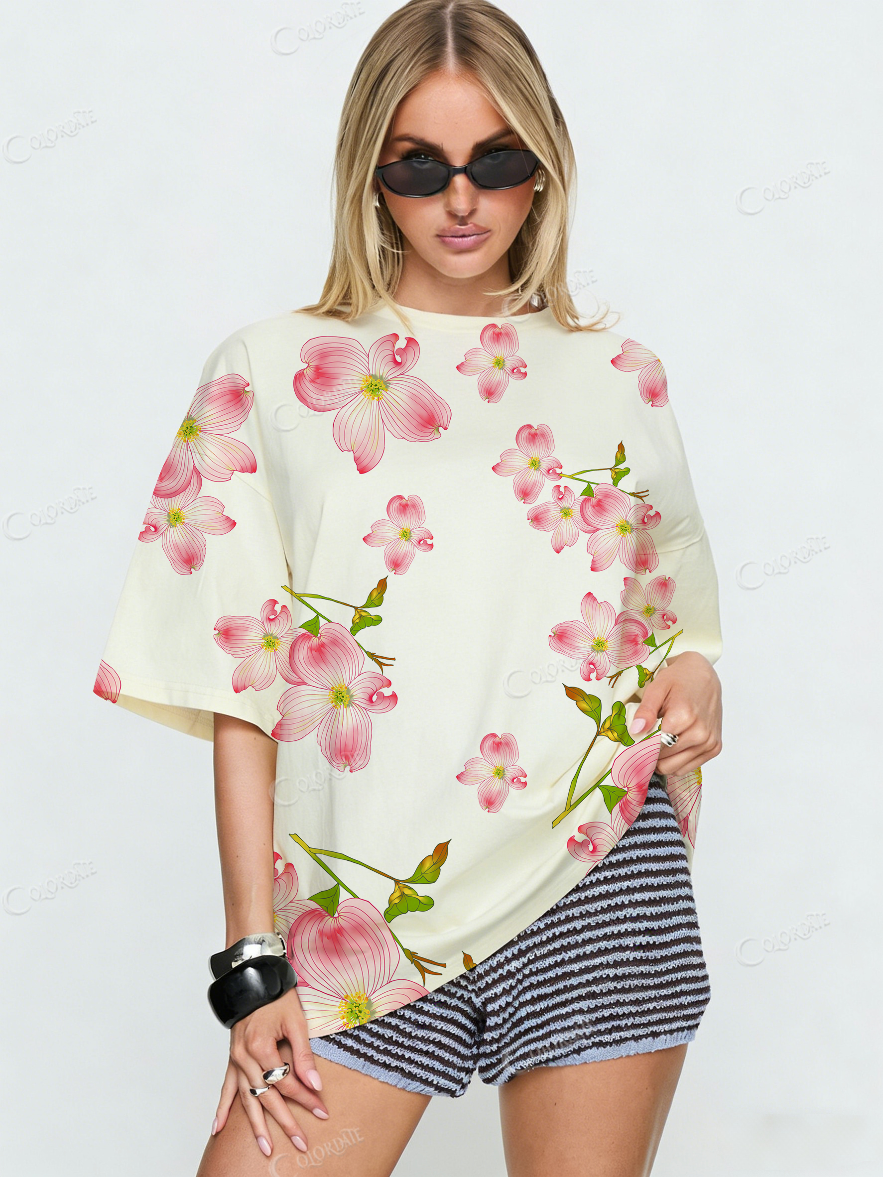 Pink Flower Print T-Shirt