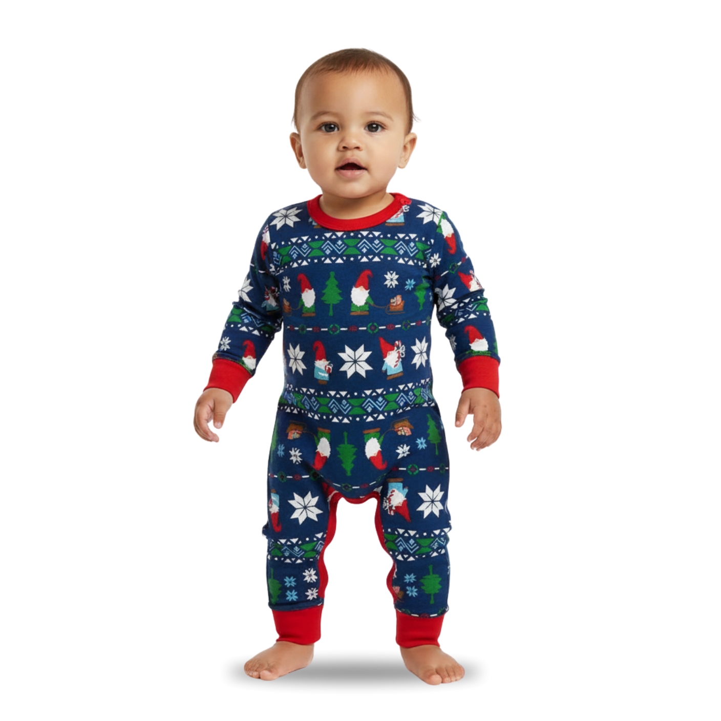 Santa Gnome And Snowflake Pattern Family Matching Christmas Pajama Set
