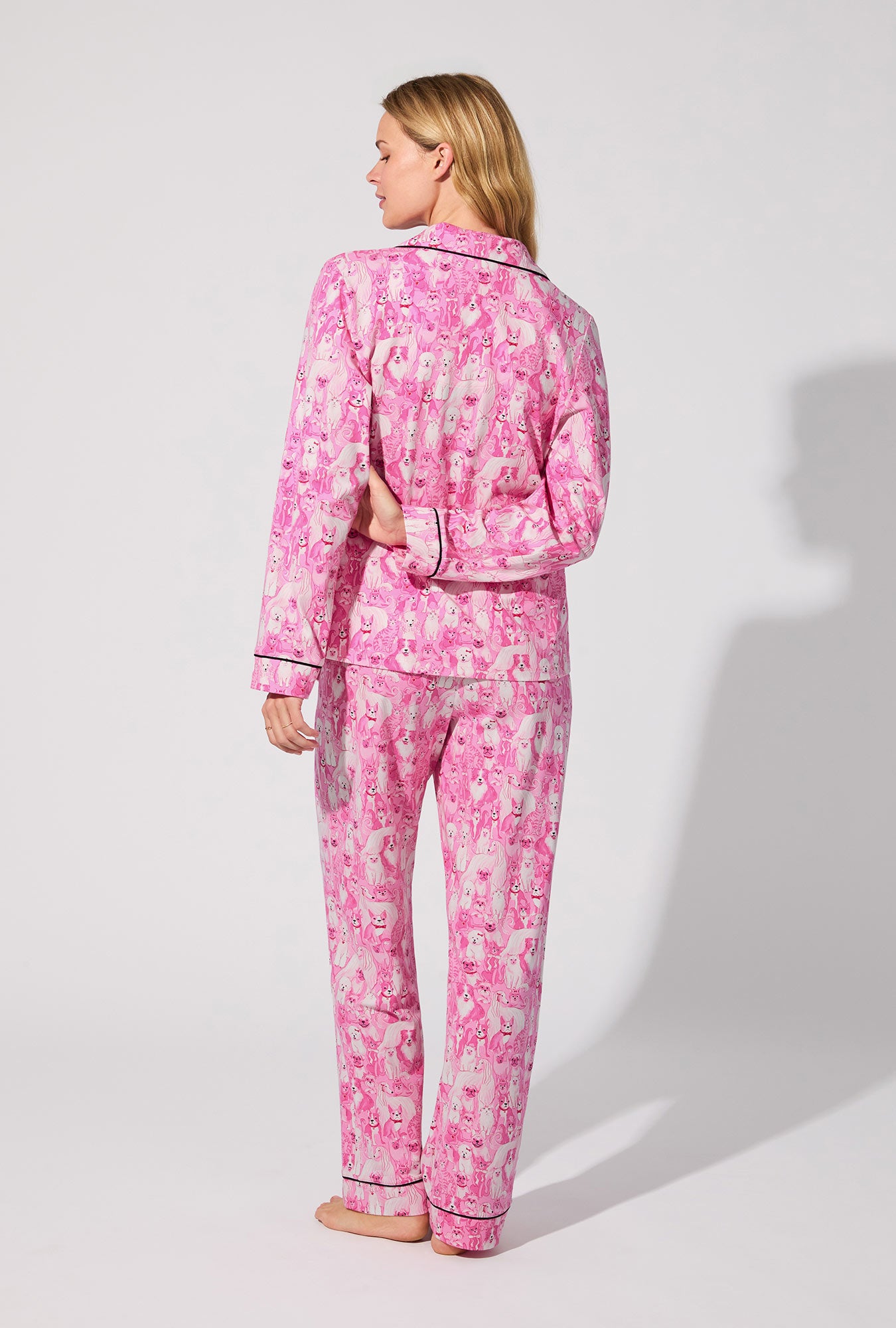 Paw-fectly Pink Long Sleeve Classic Satin PJ Set