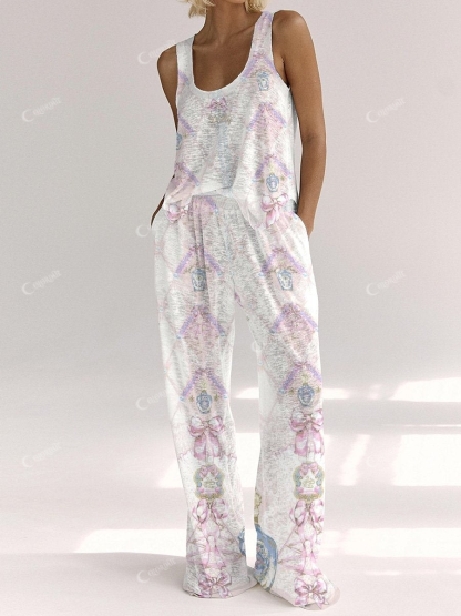 Bohemian women's pink vest home suit