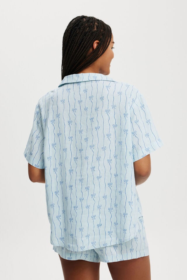Bow Stripe Printed Shorts Pajama Set