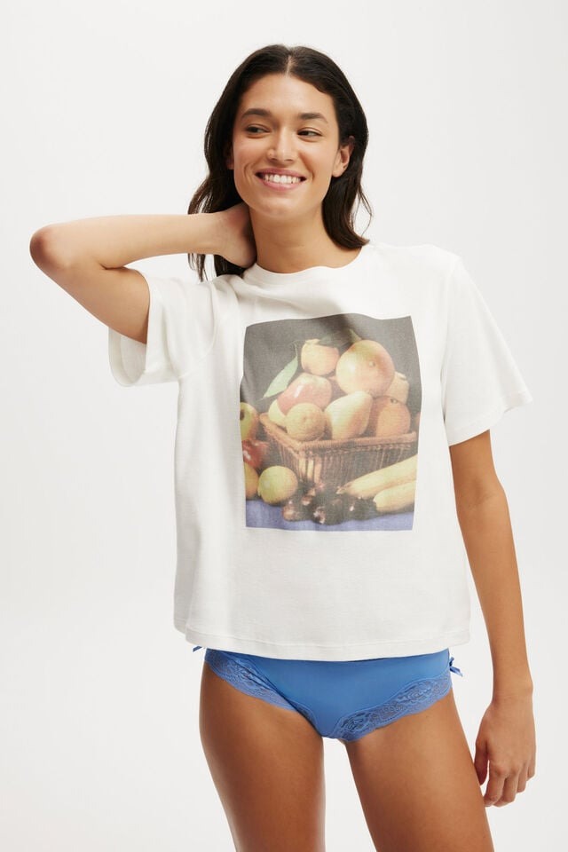 Women's Fruits Print Round Neck Short Sleeve Tee