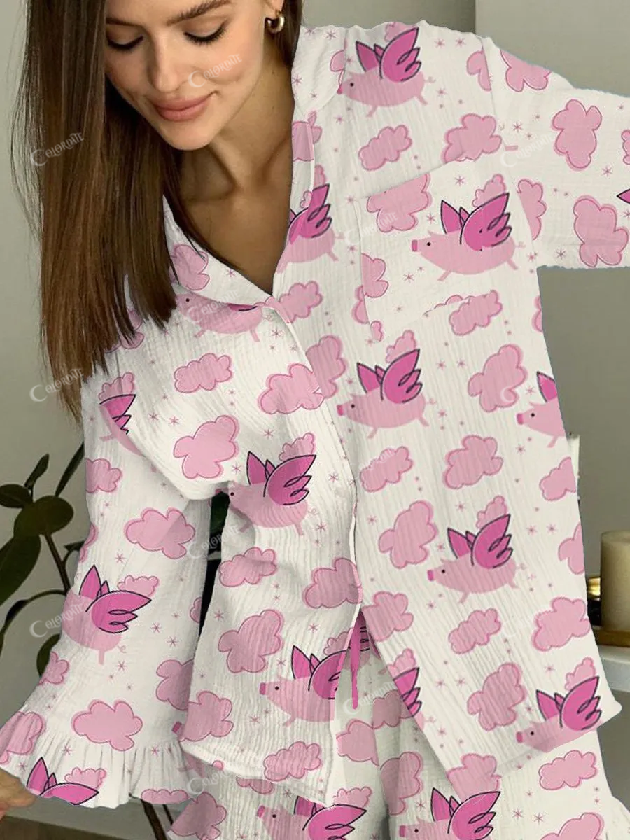 Women's Flying Pig Pajamas Set