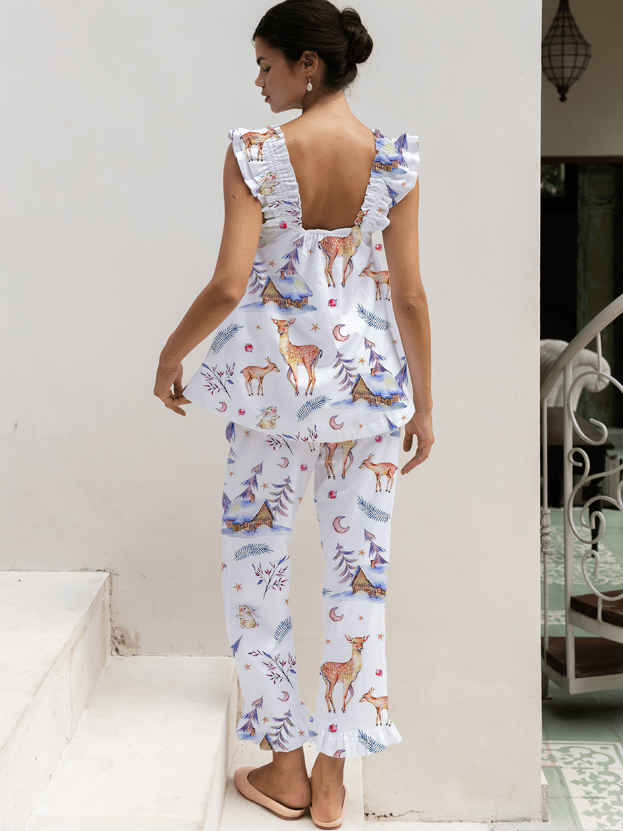 Colorful Cute CatTank Top Pajama Set