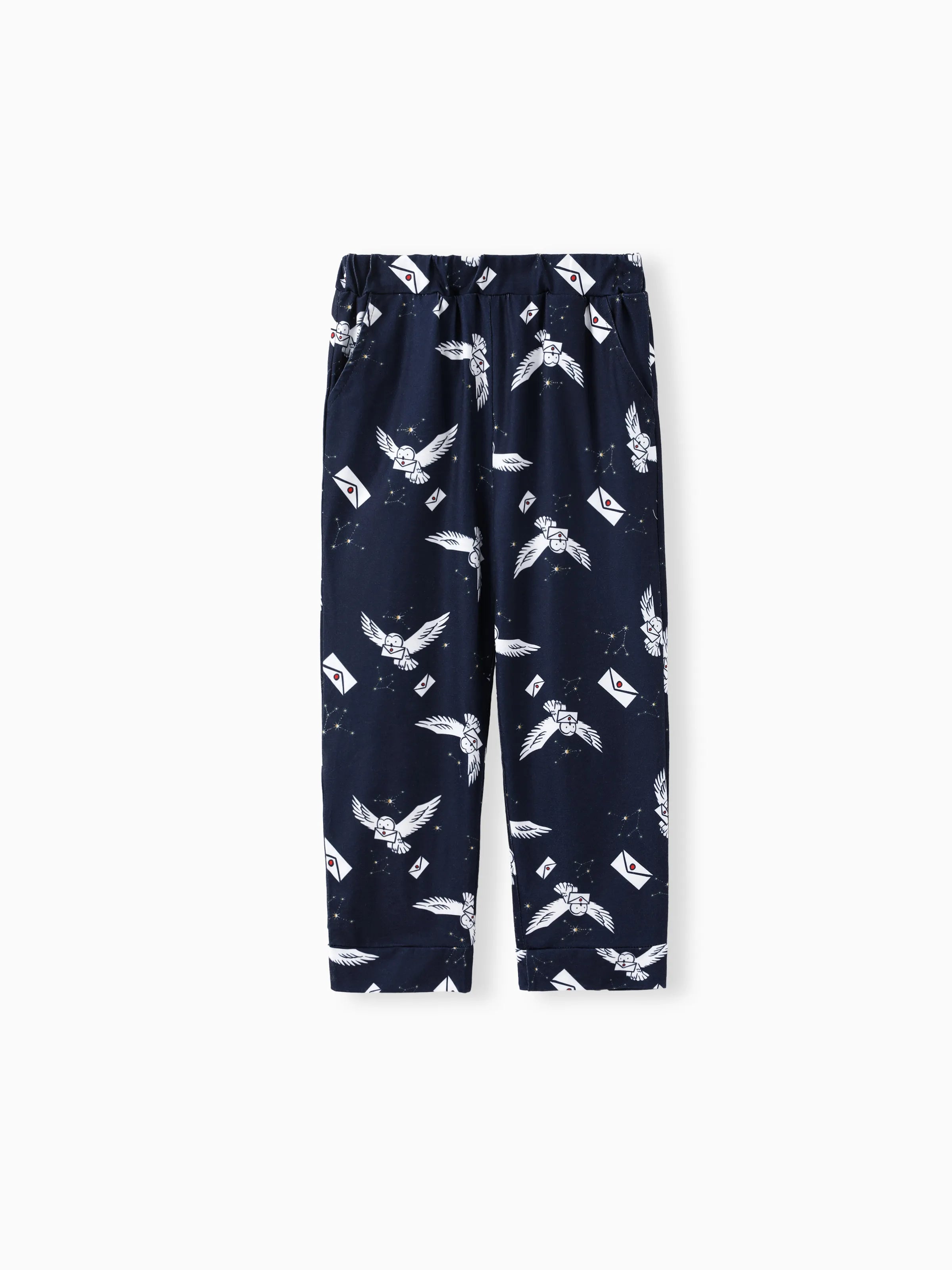 Harry Potter Family Matching 2pcs Christmas Owl Pattern Lapel Long-sleeve Pajamas Set (Flame Resistant) MultiColour