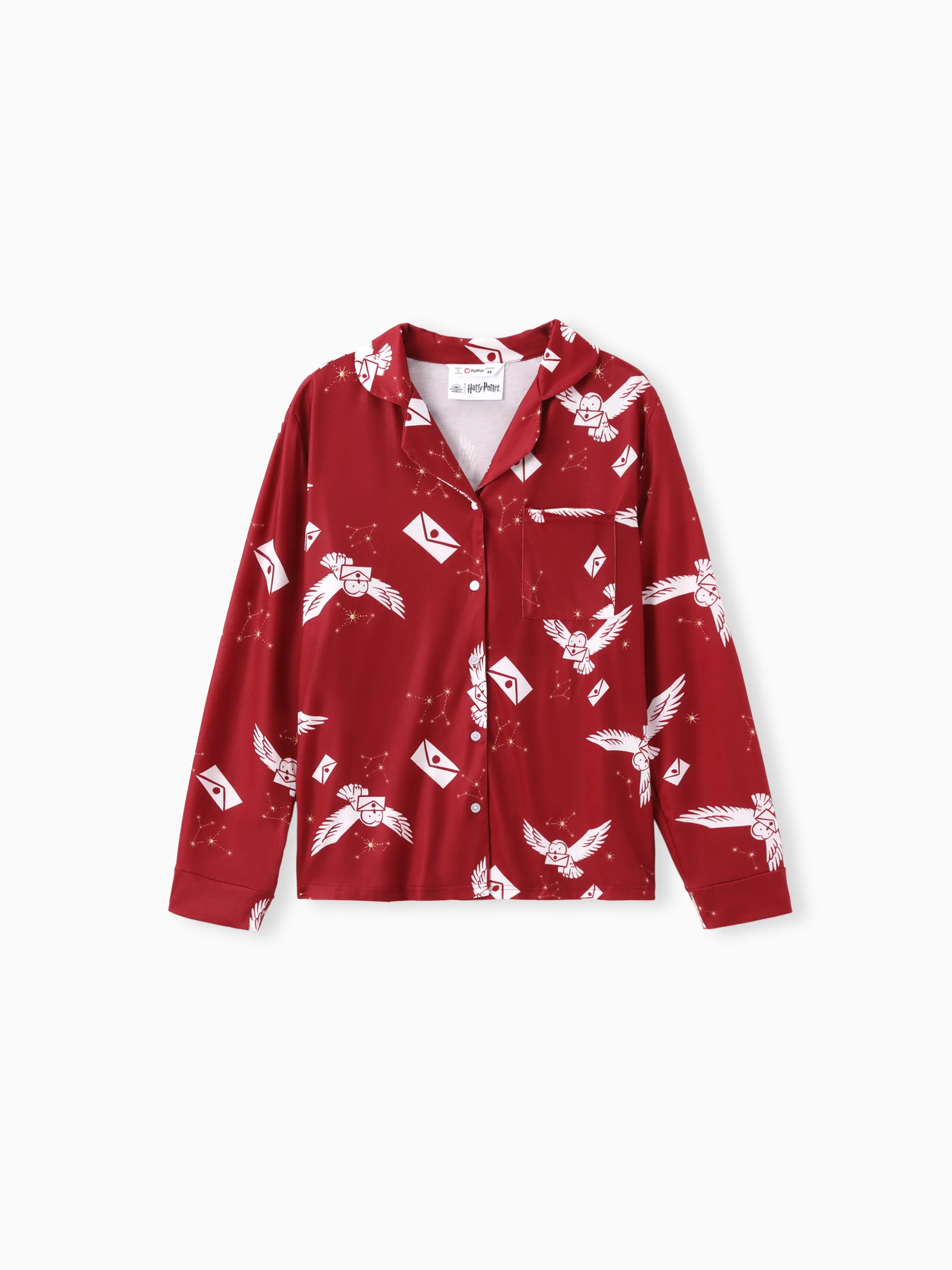 Harry Potter Family Matching 2pcs Christmas Owl Pattern Lapel Long-sleeve Pajamas Set (Flame Resistant) MultiColour