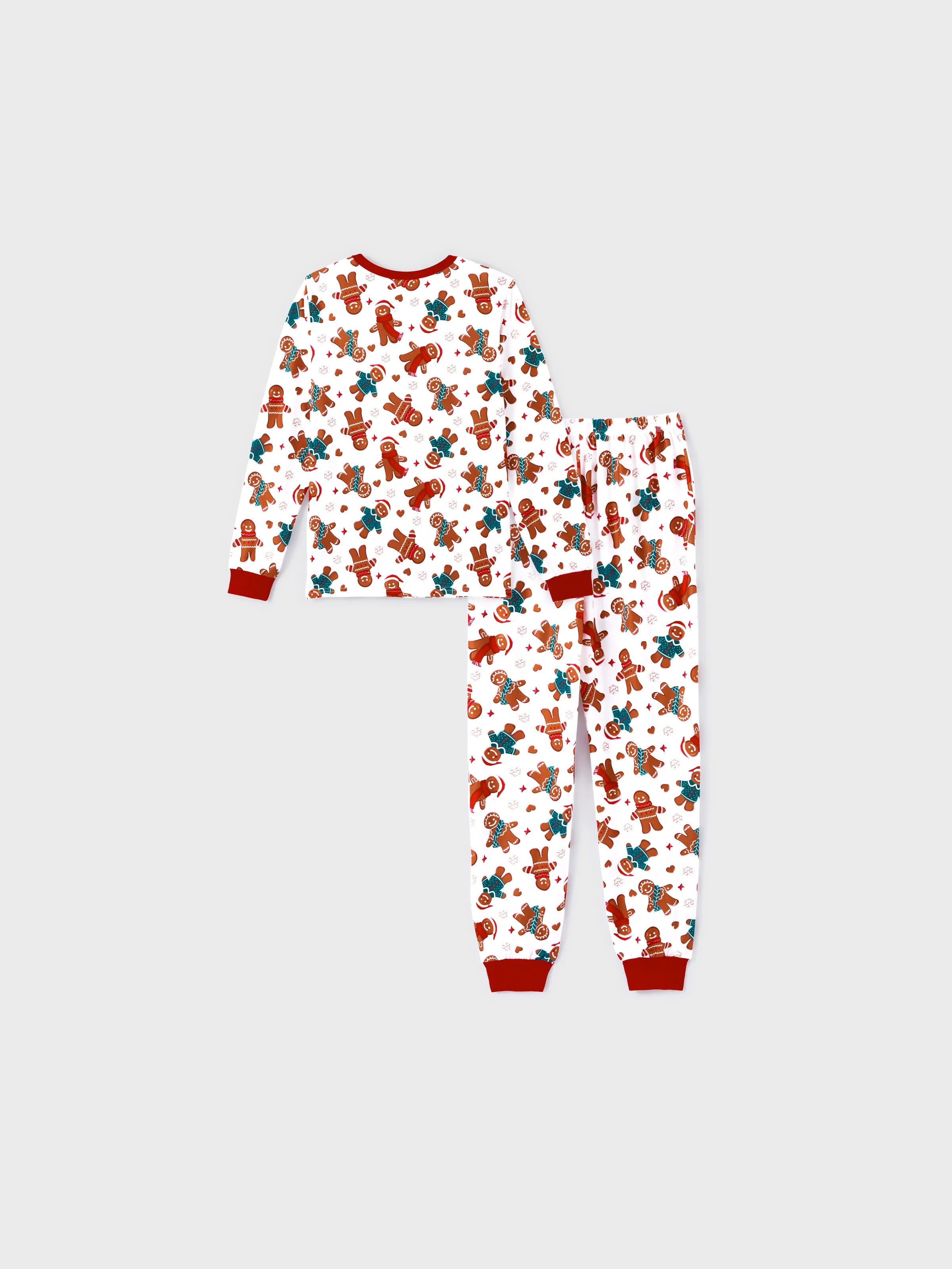 Christmas Family Matching Cartoon Gingerbread Man Allover Print Pajamas Sets