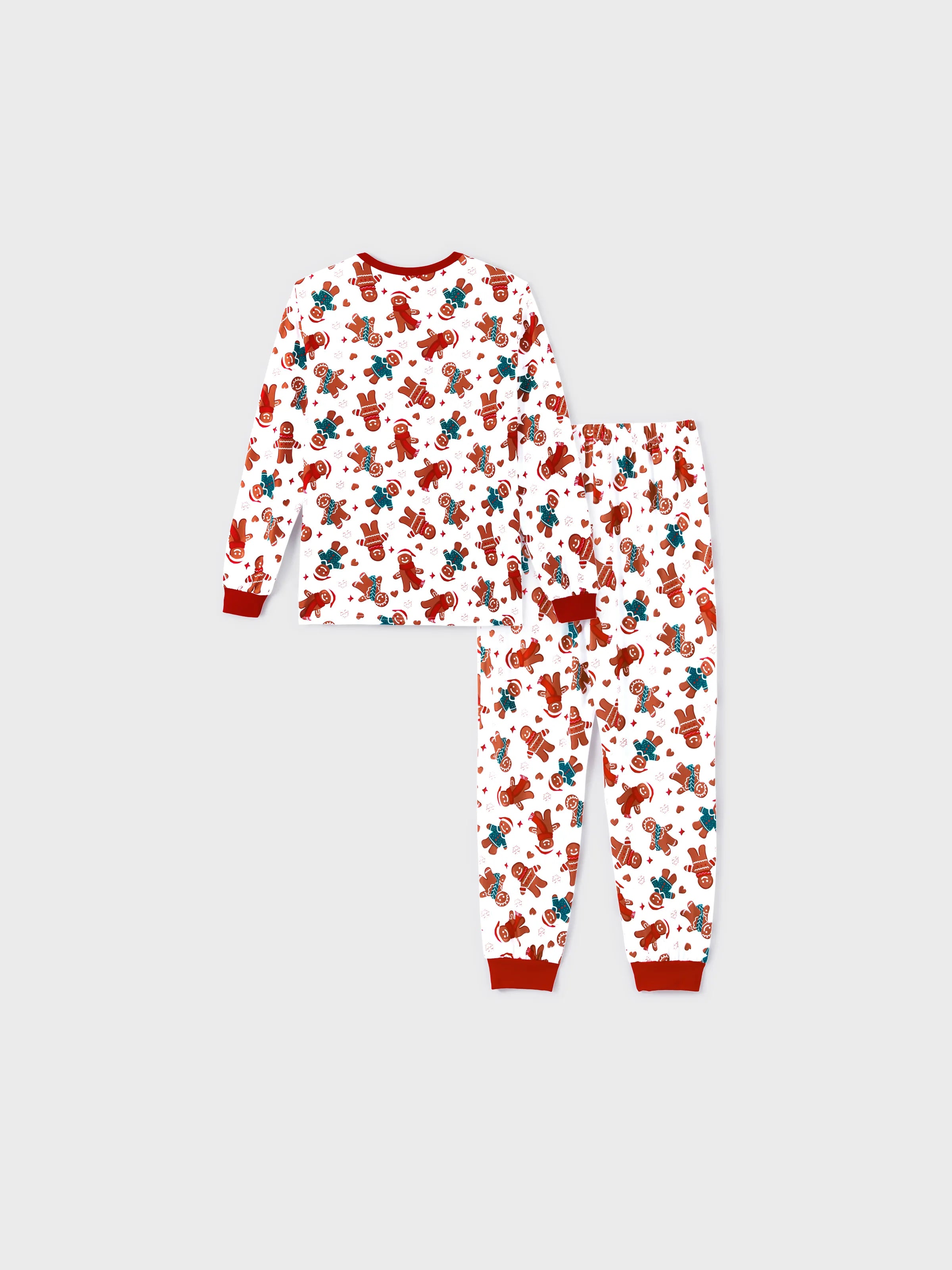 Christmas Family Matching Cartoon Gingerbread Man Allover Print Pajamas Sets