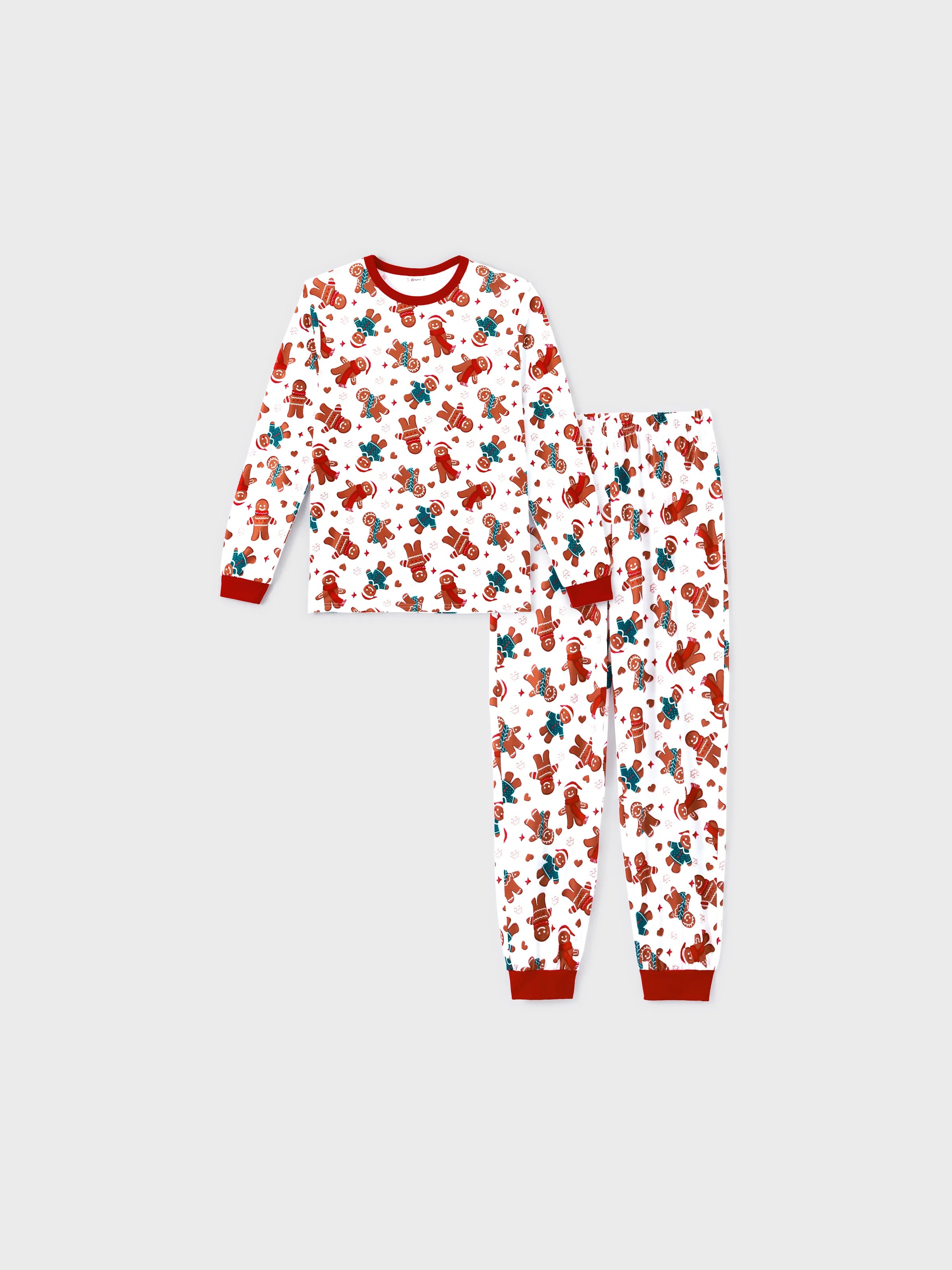 Christmas Family Matching Cartoon Gingerbread Man Allover Print Pajamas Sets