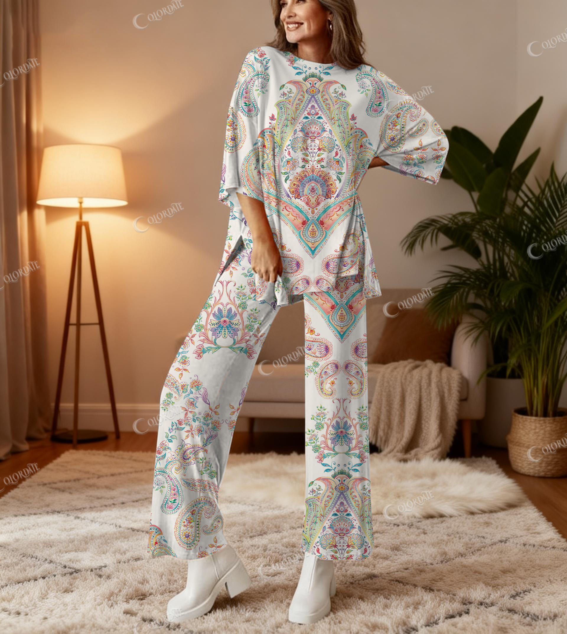 Paisley Fantasy Print Bamboo-Soft Lounge Set Pants