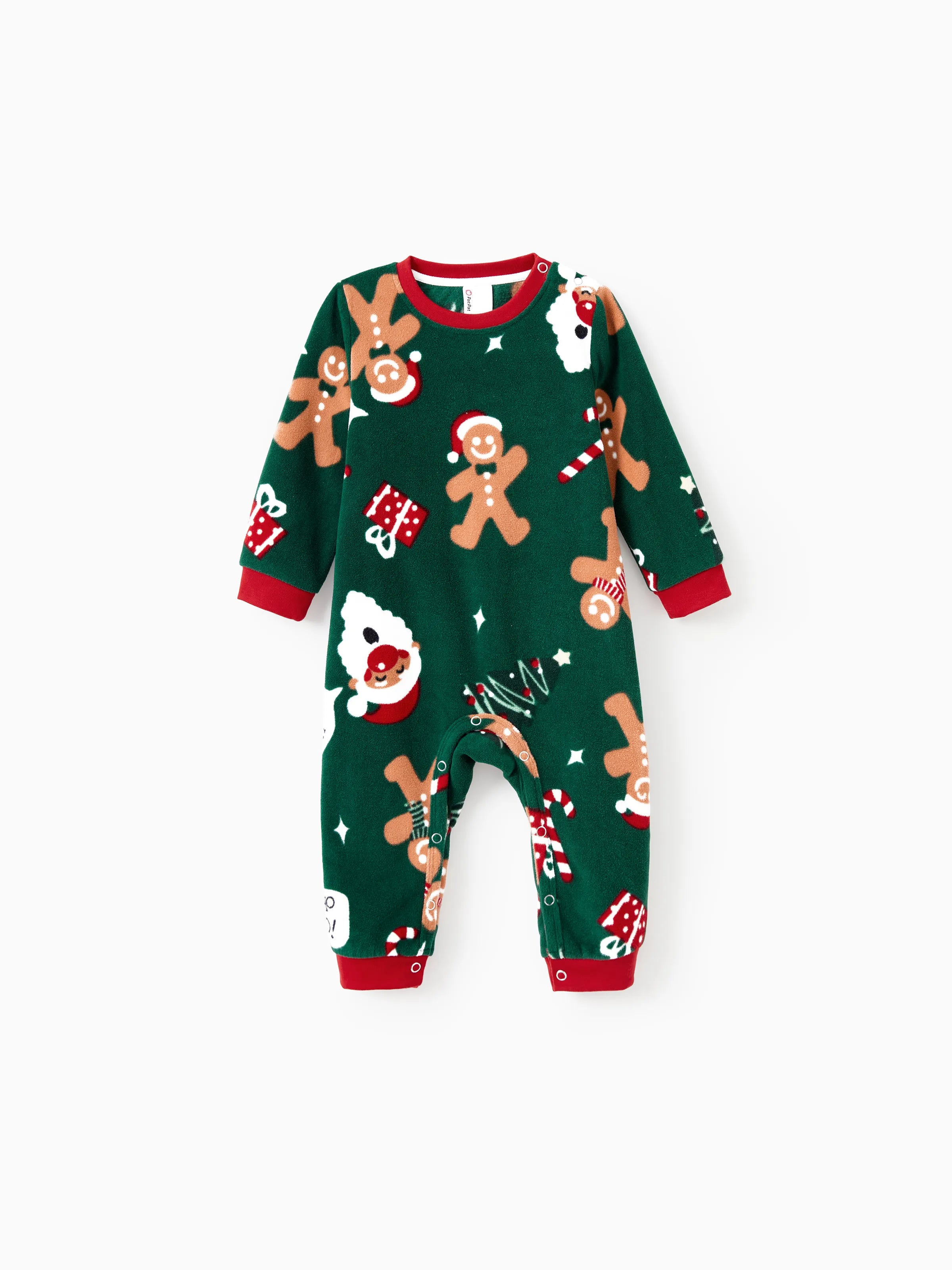Christmas Pajamas Family Matching Fleece Gingerbread Man Long Sleeves Pajamas Sets