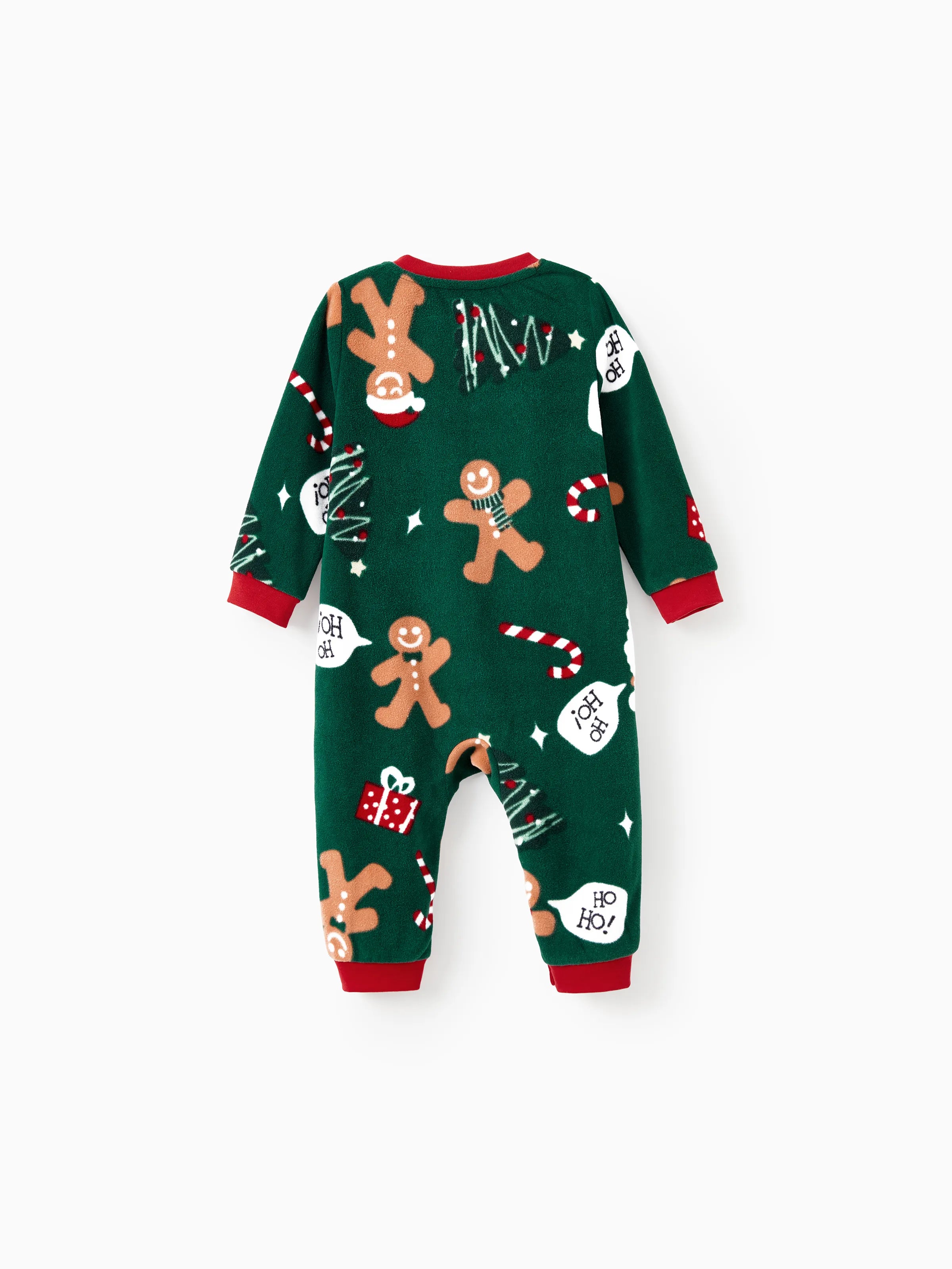 Christmas Pajamas Family Matching Fleece Gingerbread Man Long Sleeves Pajamas Sets
