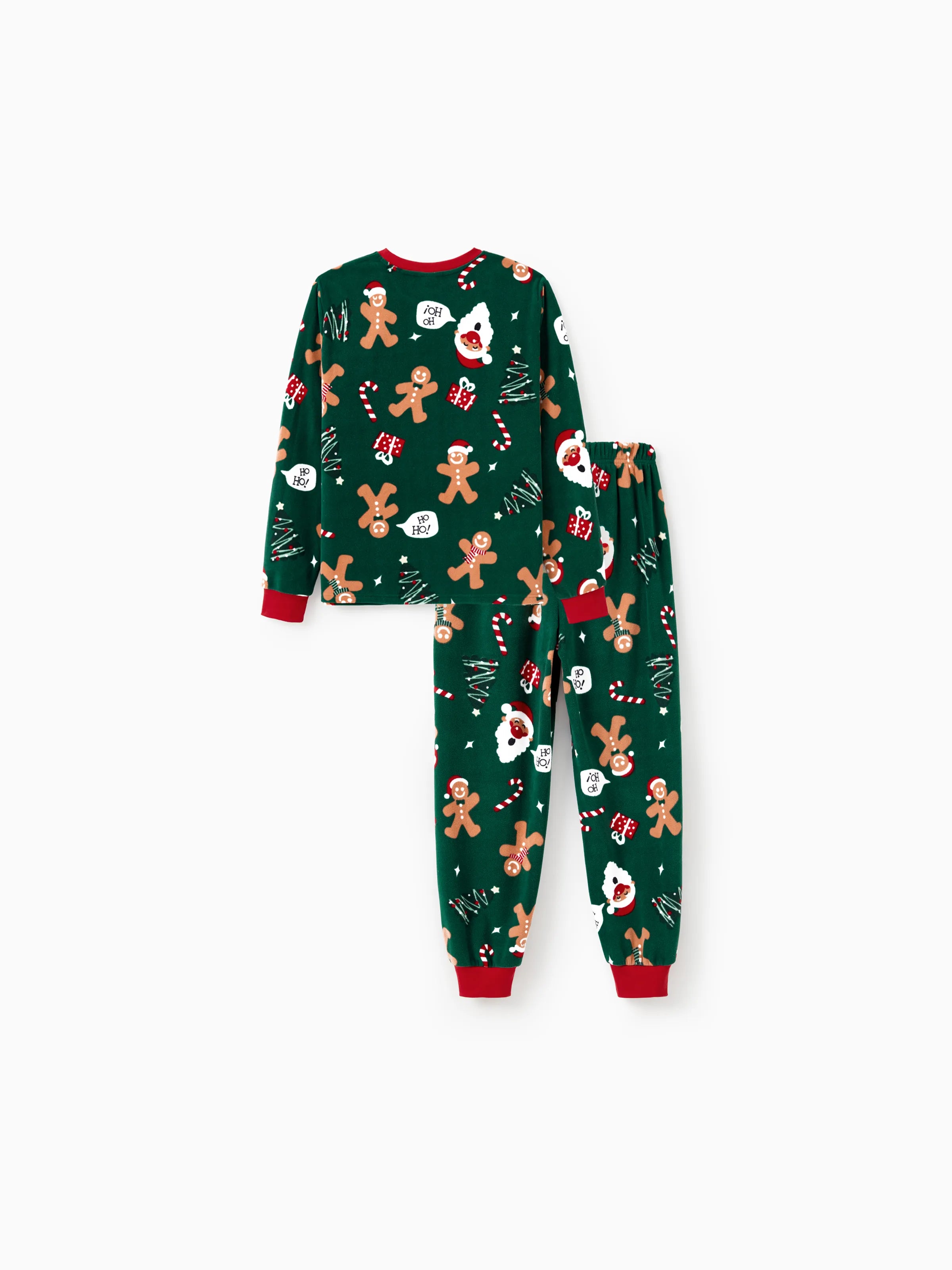 Christmas Pajamas Family Matching Fleece Gingerbread Man Long Sleeves Pajamas Sets