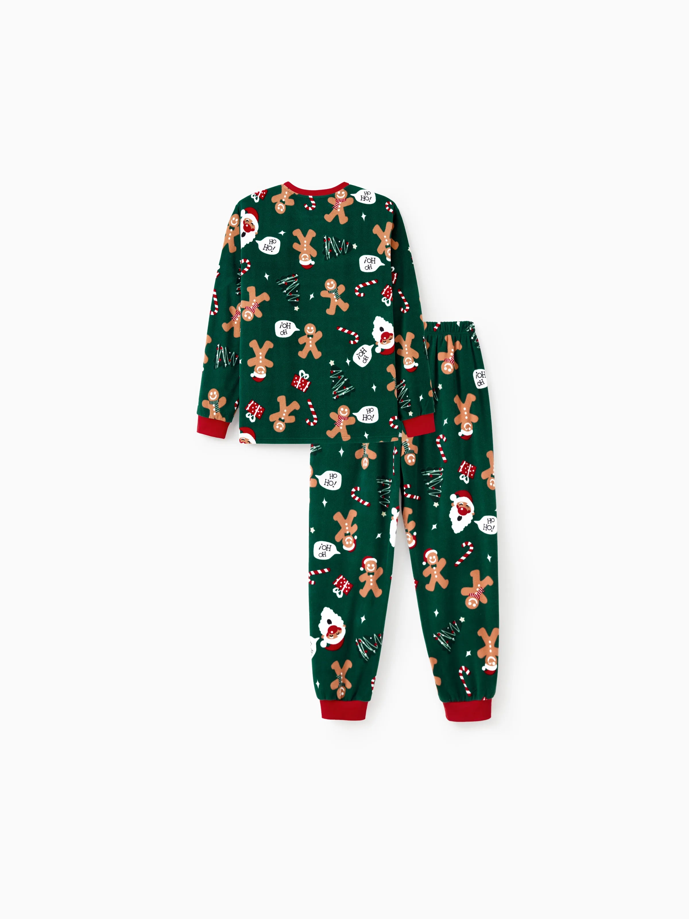 Christmas Pajamas Family Matching Fleece Gingerbread Man Long Sleeves Pajamas Sets