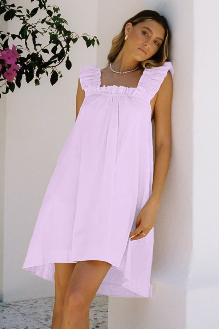 Women's Printed Ruffle Mid-Length Nightgown