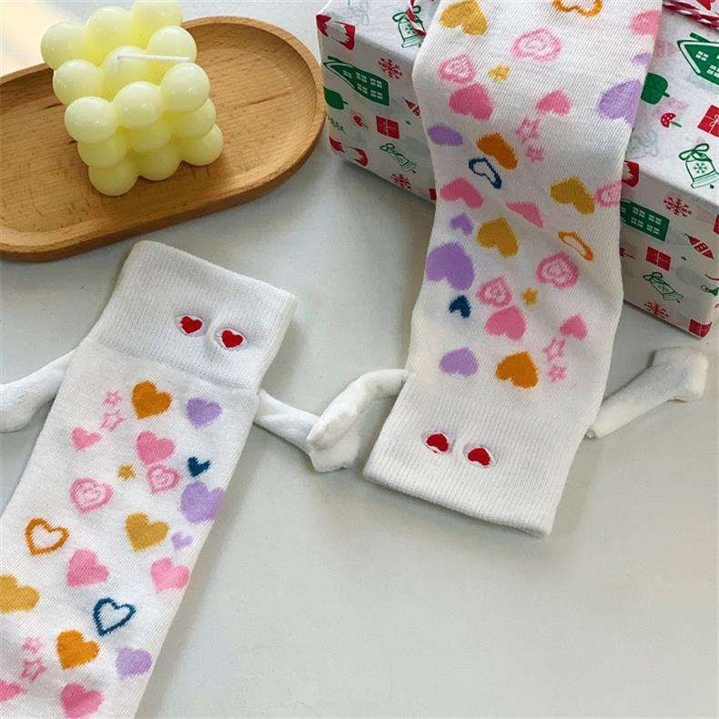 Valentine's Day Heart Holding Hands Eyes Knitted Socks