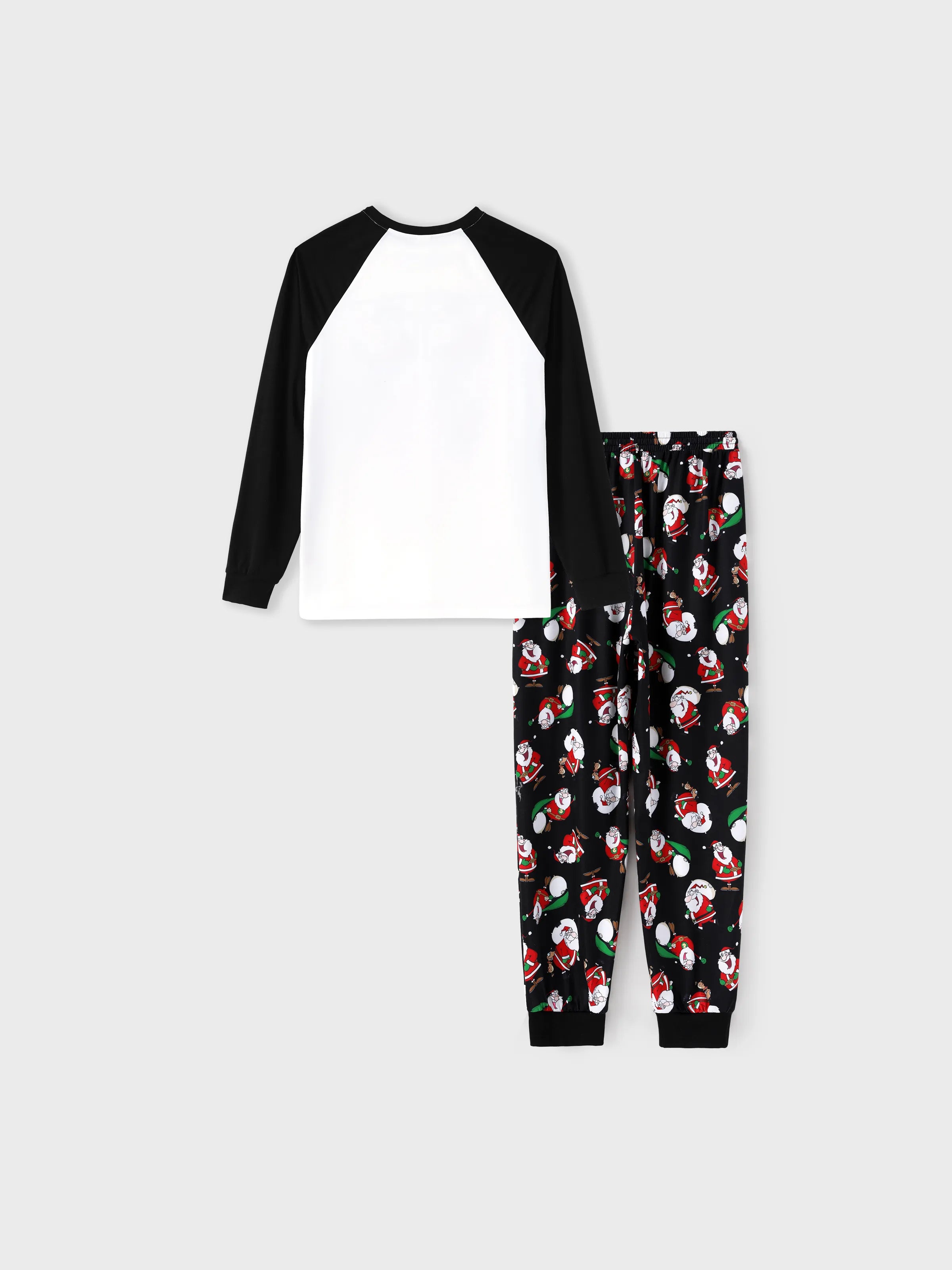 Christmas Matching Family Pajamas Set Christmas Santa Print Black and White PJS