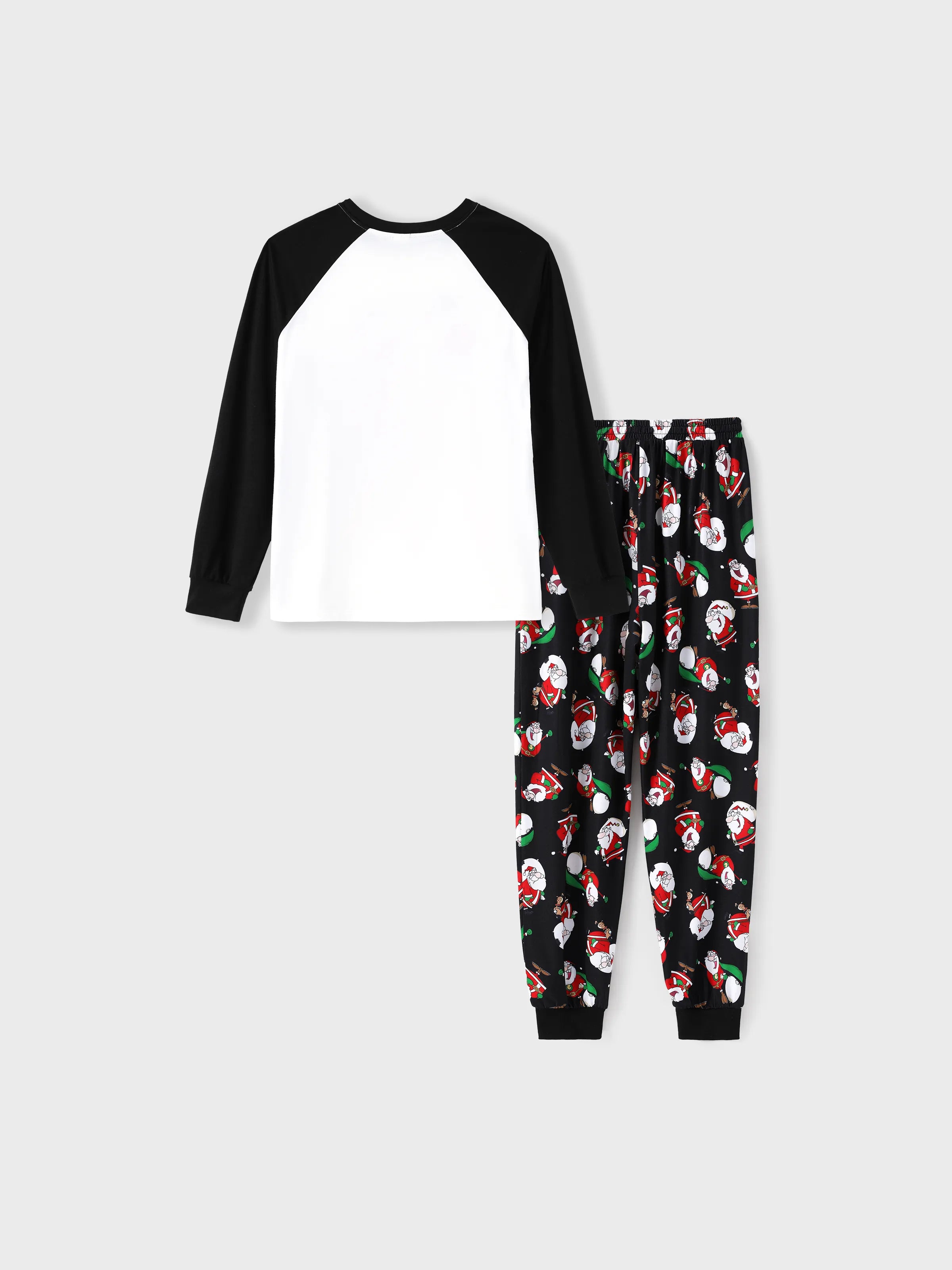 Christmas Matching Family Pajamas Set Christmas Santa Print Black and White PJS