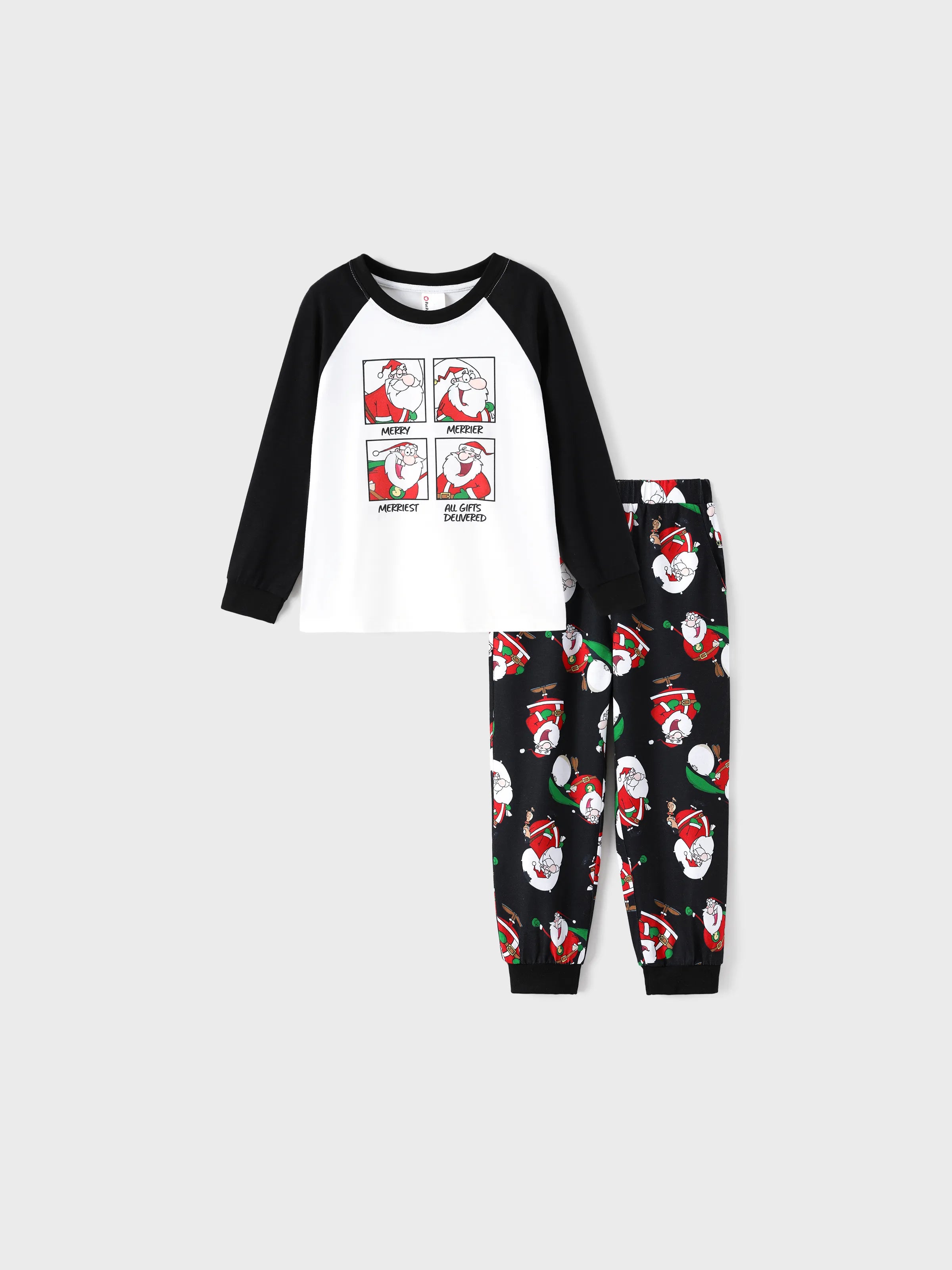 Christmas Matching Family Pajamas Set Christmas Santa Print Black and White PJS