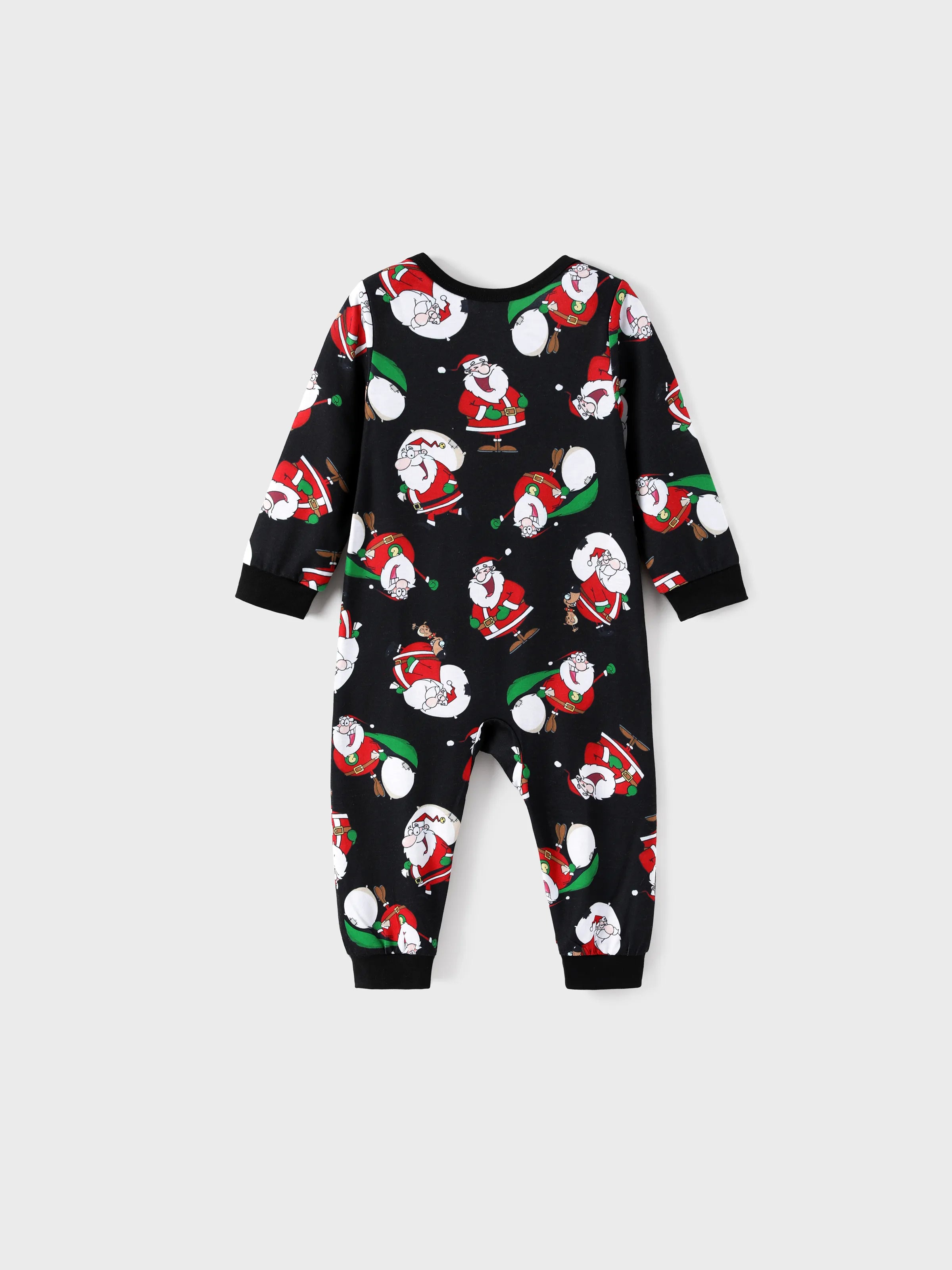 Christmas Matching Family Pajamas Set Christmas Santa Print Black and White PJS