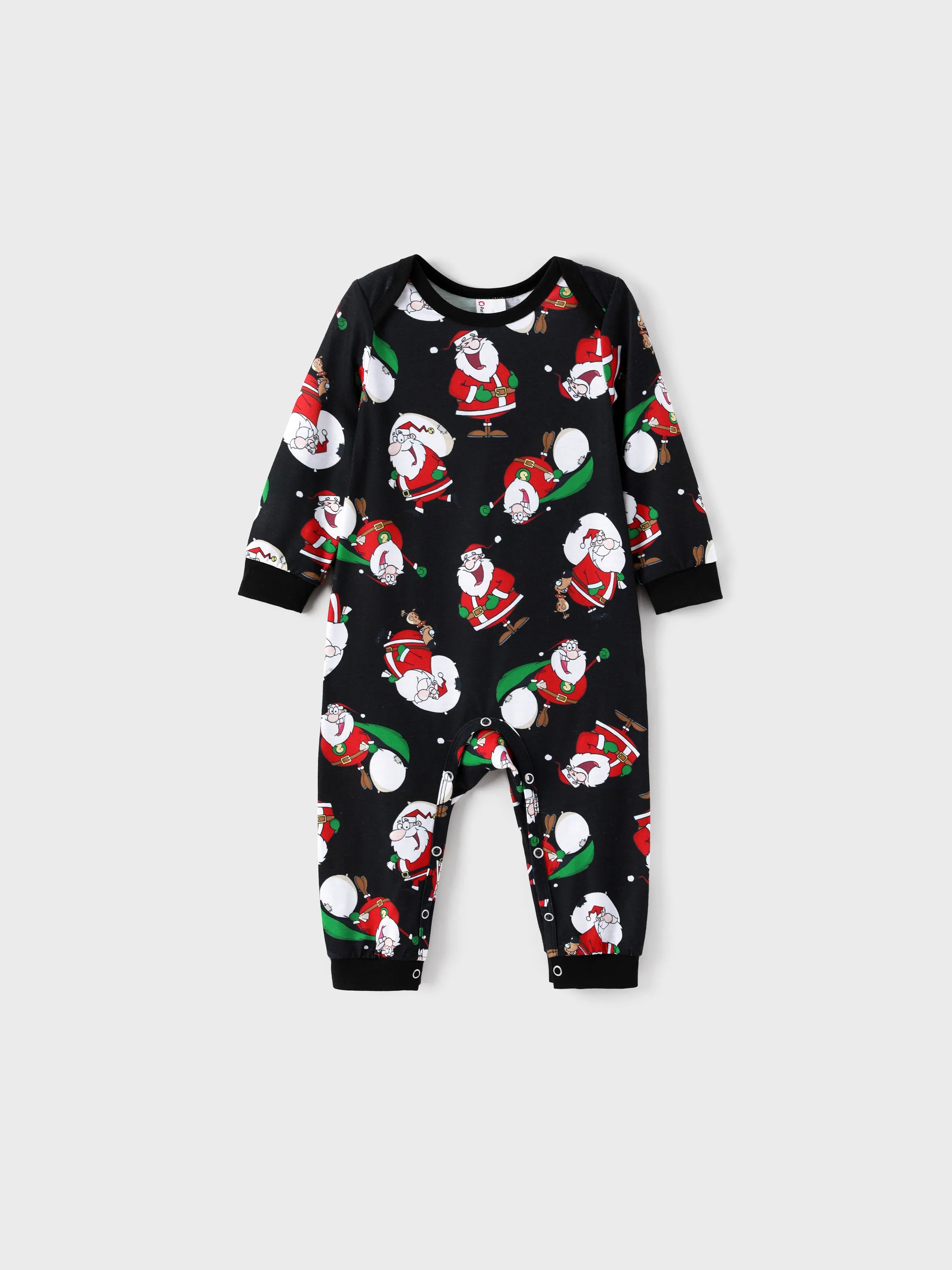 Christmas Matching Family Pajamas Set Christmas Santa Print Black and White PJS