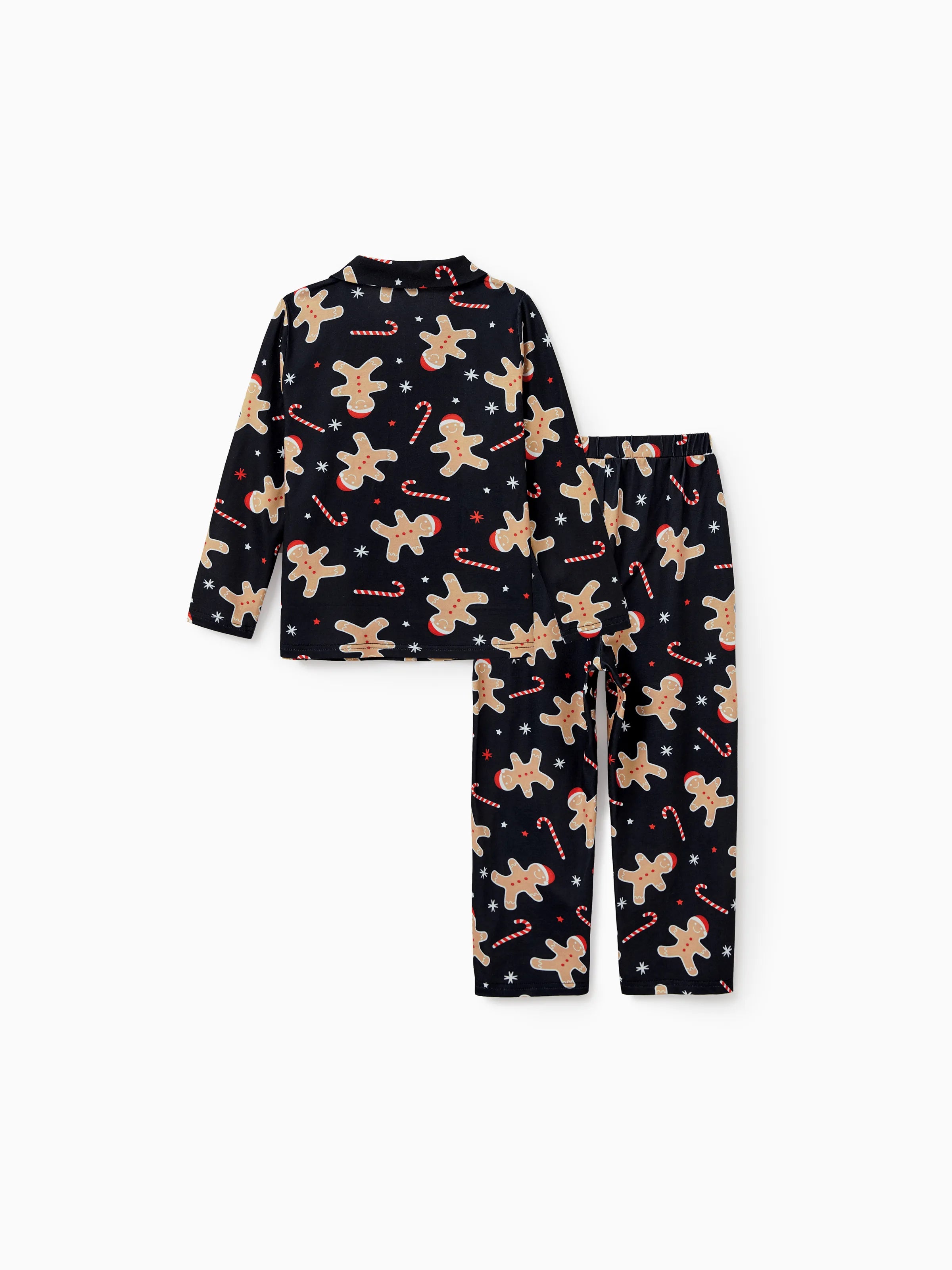 Christmas Matching Family Pajamas Set Gingerbread Print Black PJS