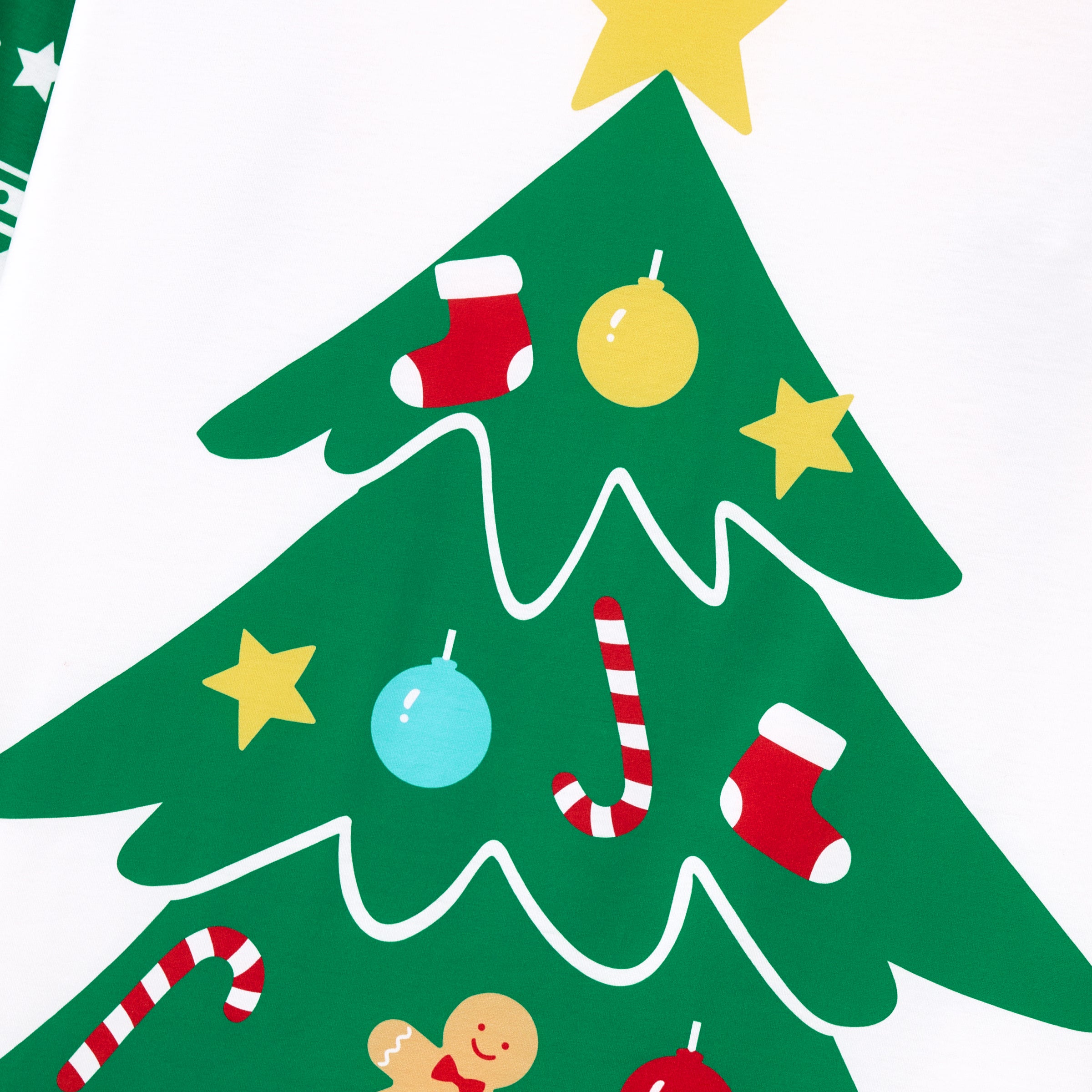 Christmas Matching Family Pajamas Set Gingerbread and Christmas Tree Print Green PJS