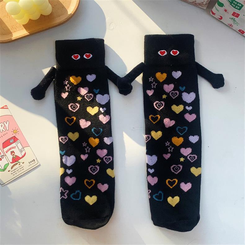 Valentine's Day Heart Holding Hands Eyes Knitted Socks