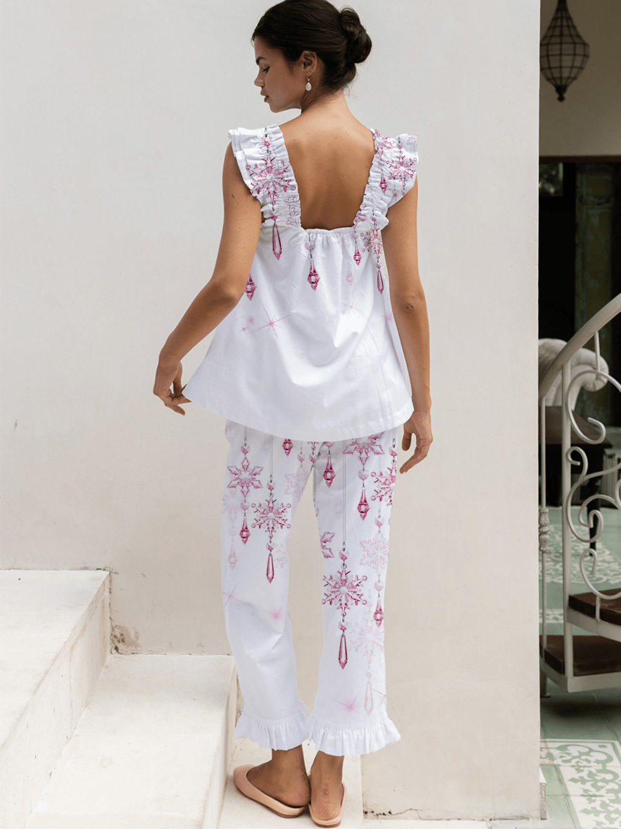 Pink & Red Romantic Floral Tank Top Pajama Set