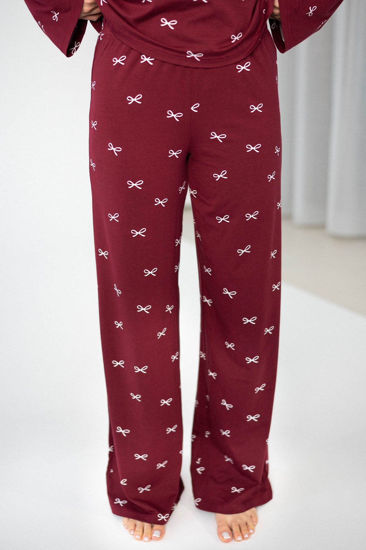 Bows Print Red Pajama Sleep Set