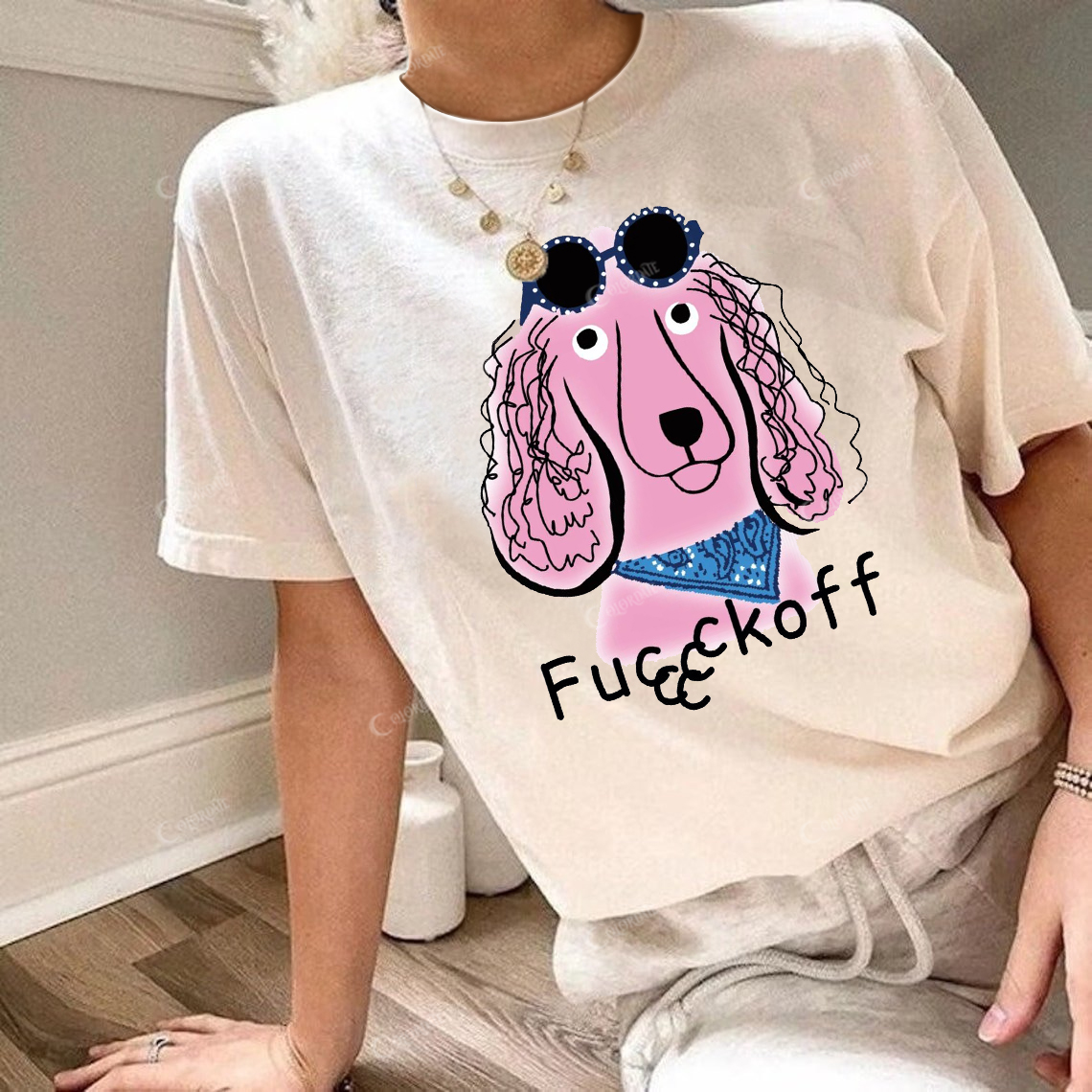 Women's Fu** Off Print Round Neck Short Sleeve Tee