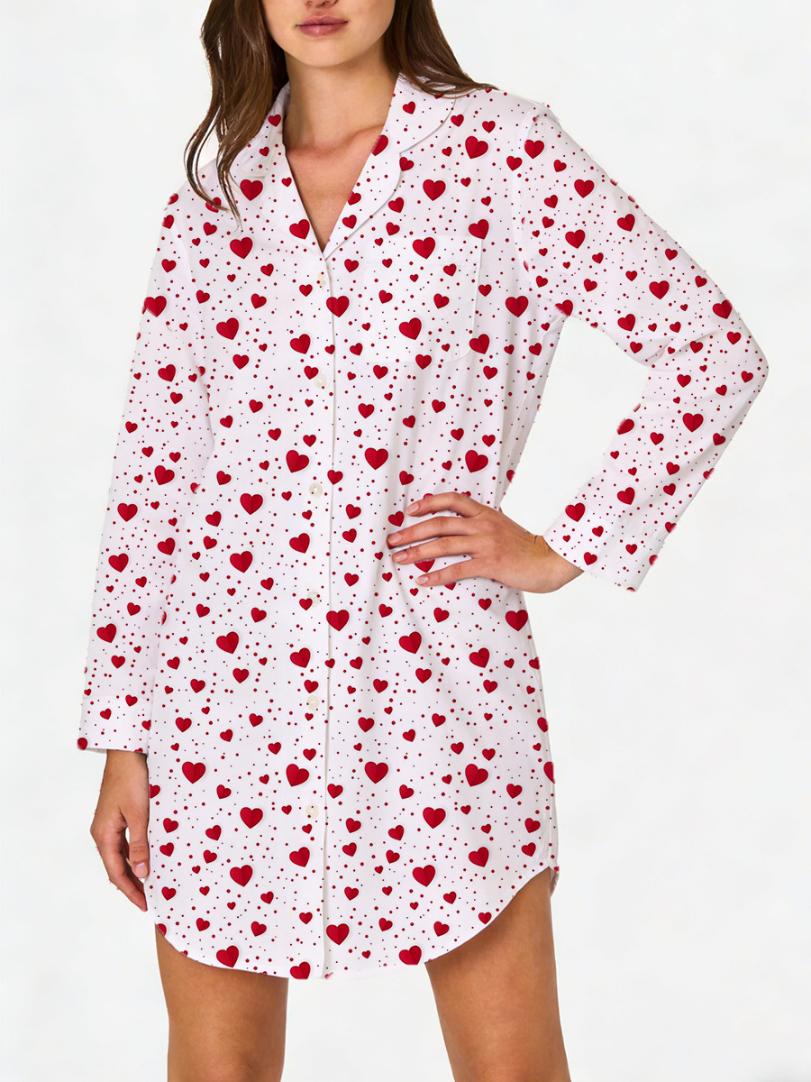 [Copy]Blue Bow Romantic Floral Sleep Shirtdress