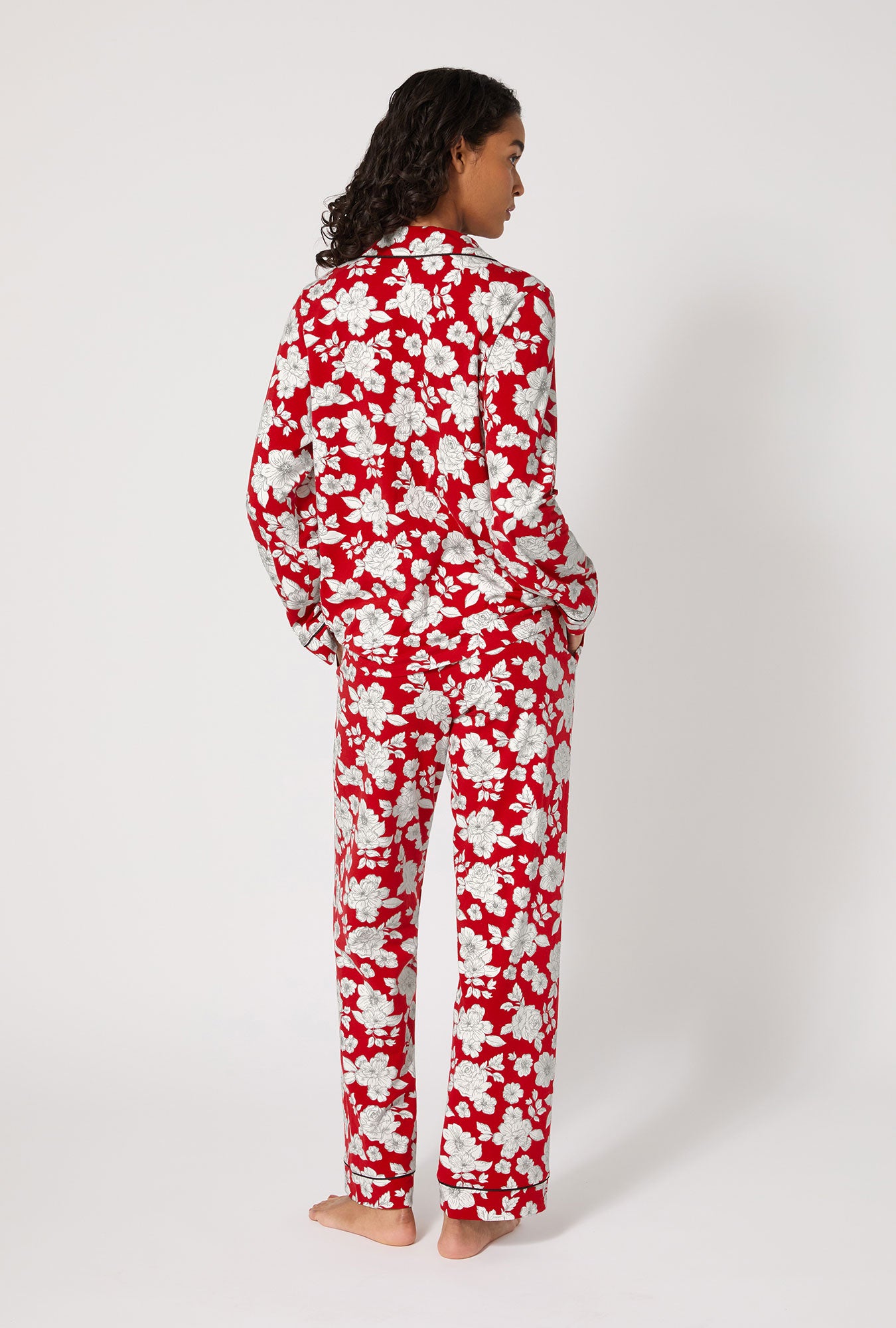 Floral Charm Long Sleeve Classic Satin Pj Set