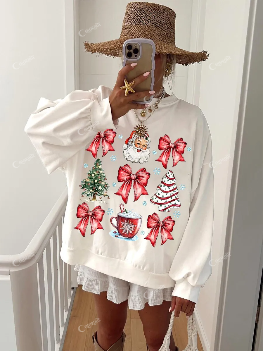 Women's Christmas Santa Bow Sweatshirt